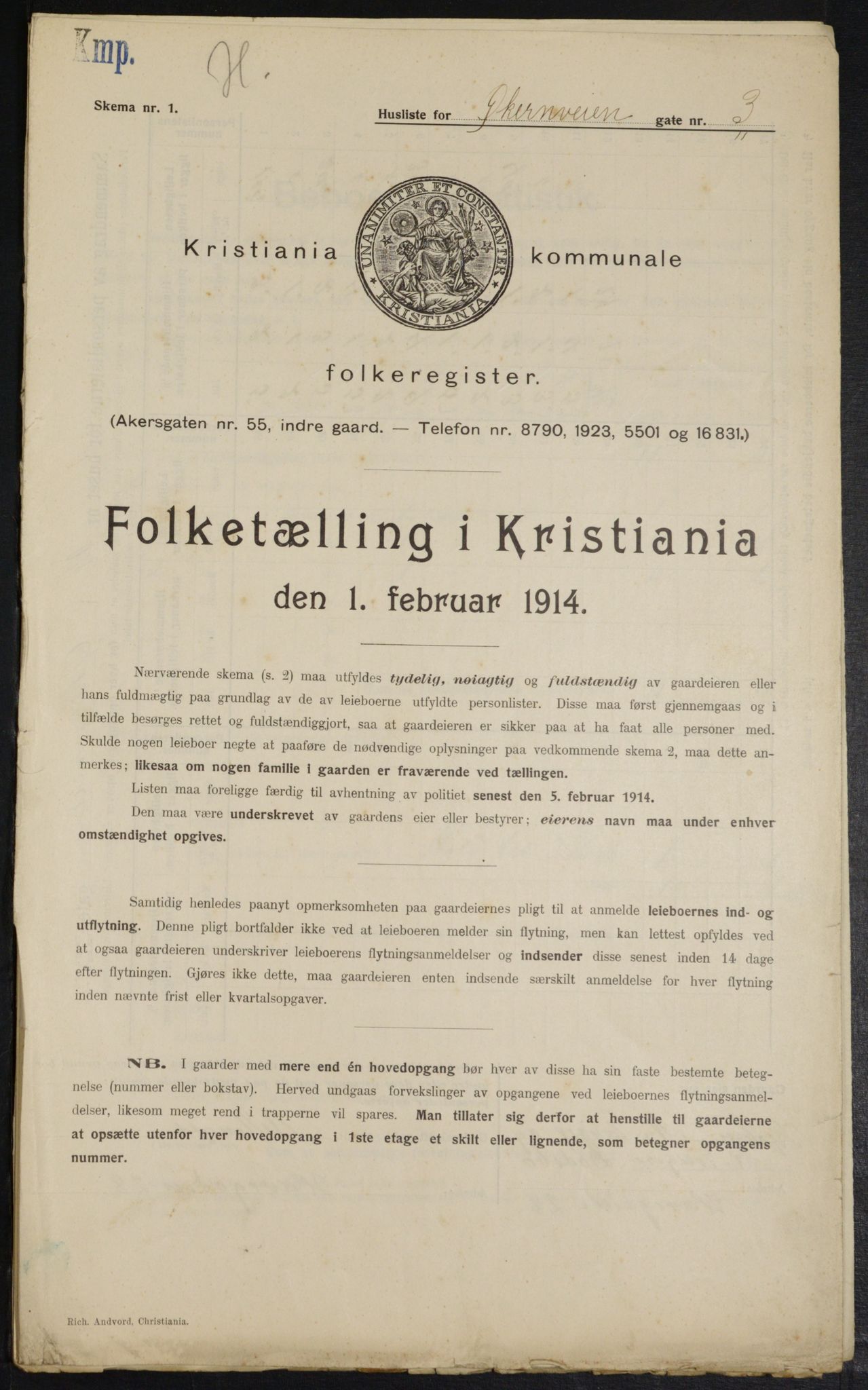 OBA, Municipal Census 1914 for Kristiania, 1914, p. 129703