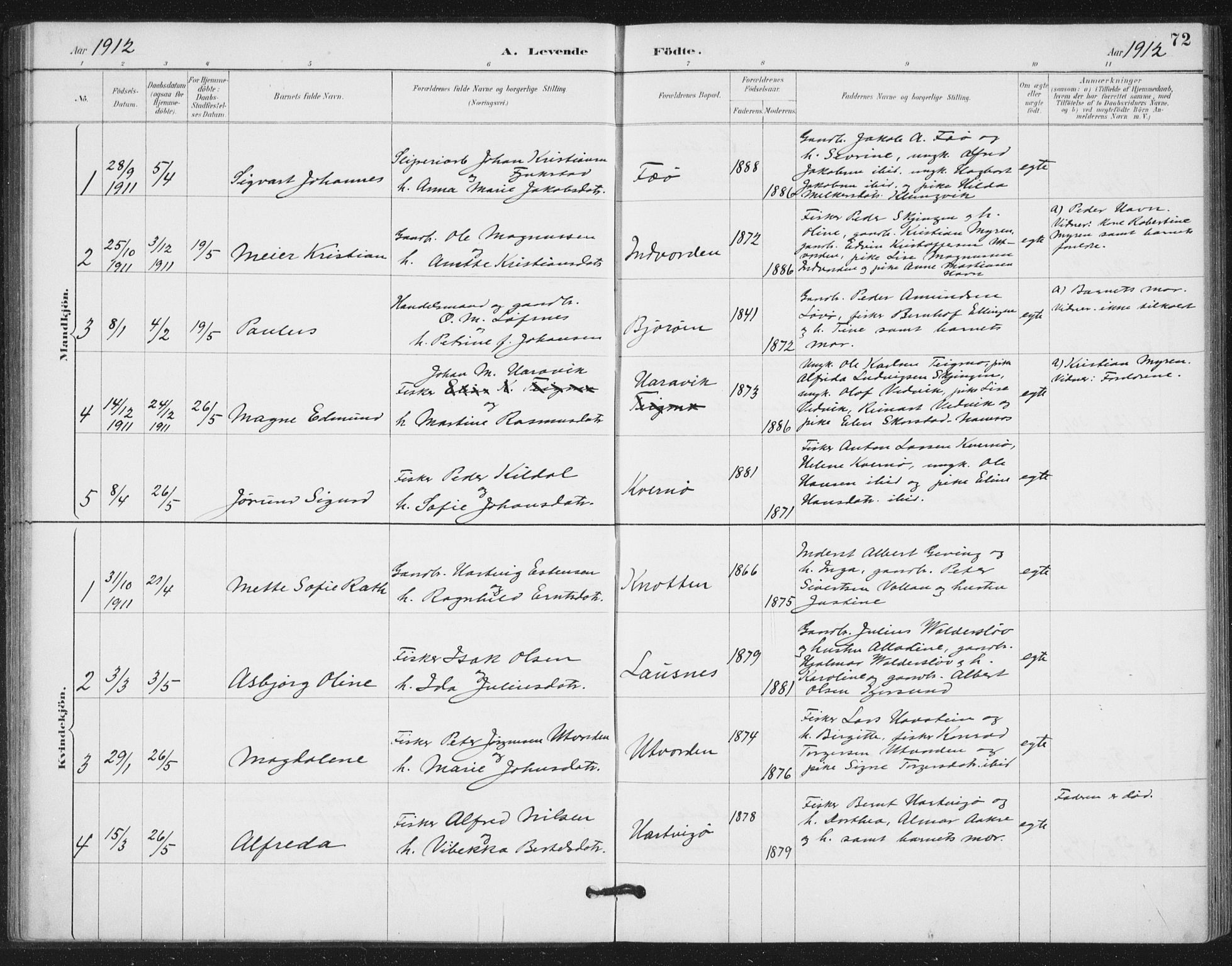 Ministerialprotokoller, klokkerbøker og fødselsregistre - Nord-Trøndelag, SAT/A-1458/772/L0603: Parish register (official) no. 772A01, 1885-1912, p. 72