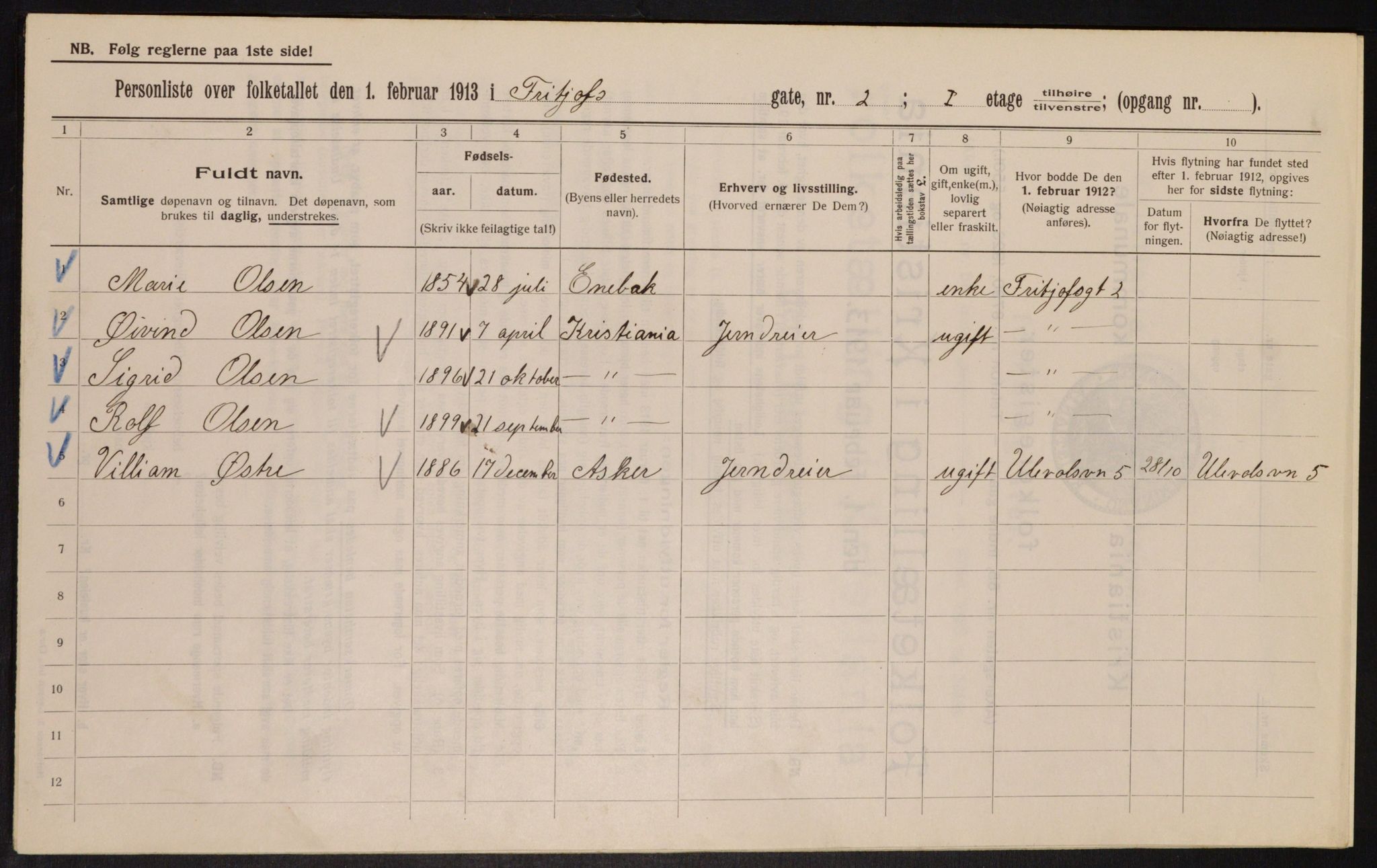 OBA, Municipal Census 1913 for Kristiania, 1913, p. 26990