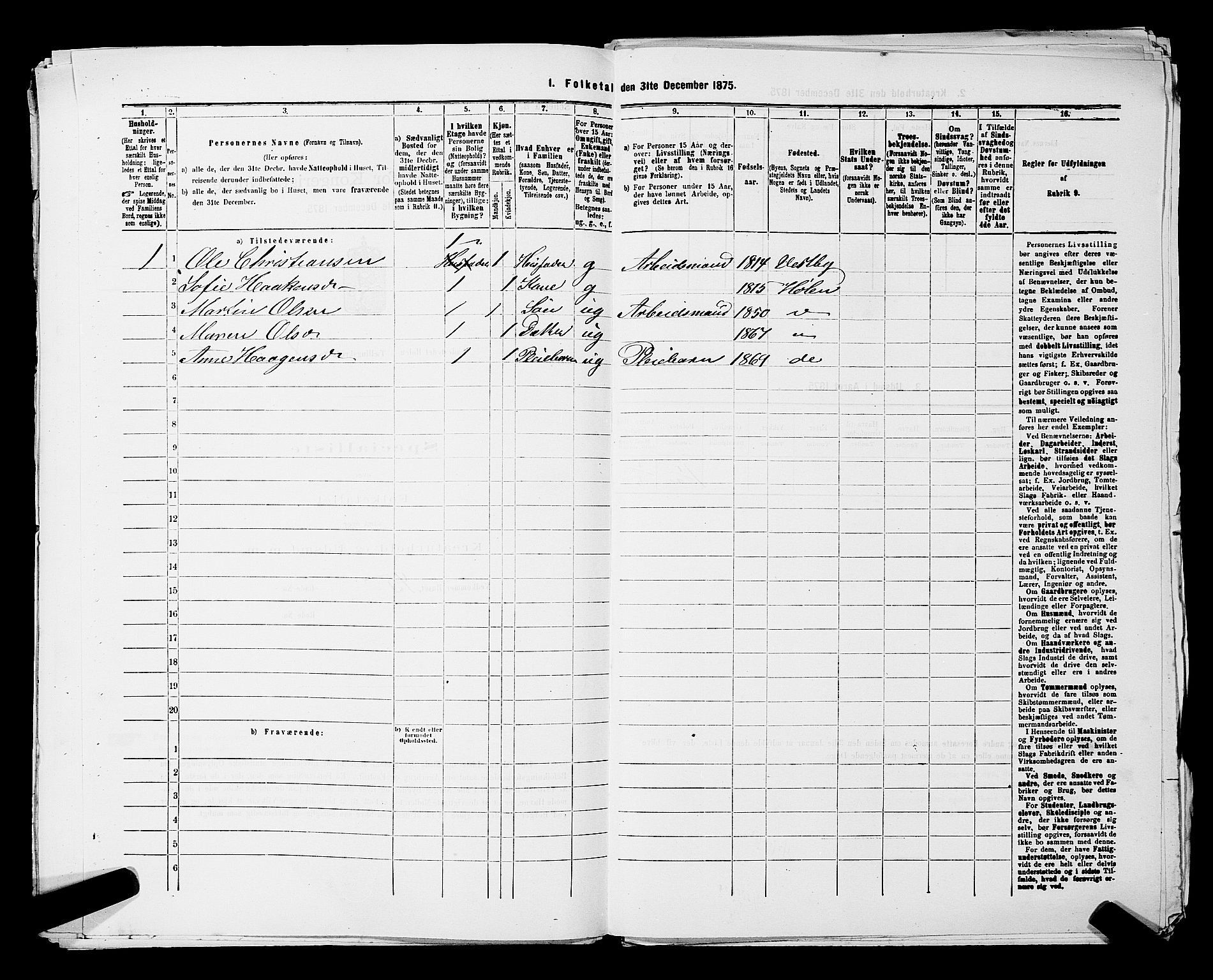 RA, 1875 census for 0204B Vestby/Hølen, 1875, p. 25