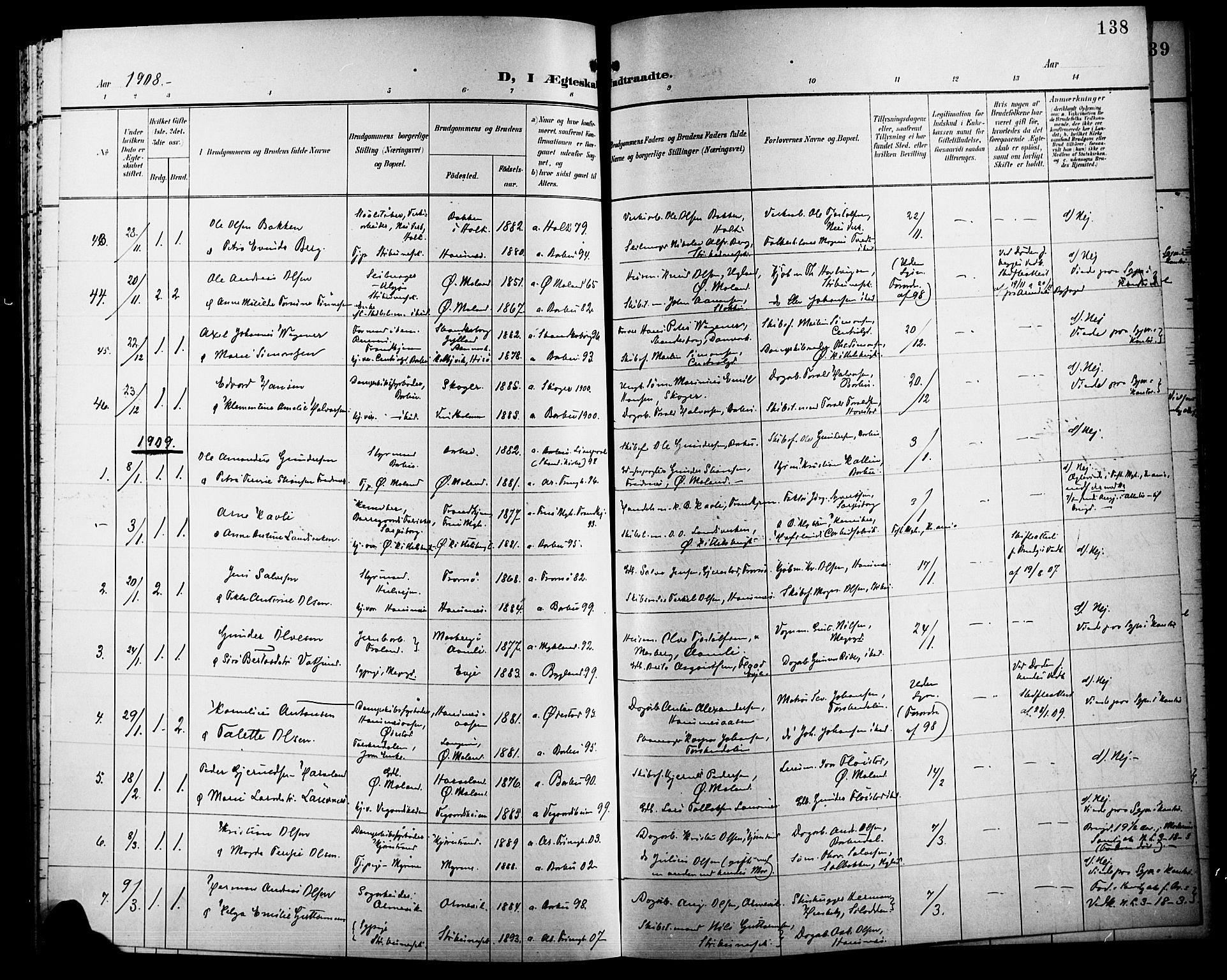 Barbu sokneprestkontor, SAK/1111-0003/F/Fb/L0003: Parish register (copy) no. B 3, 1897-1911, p. 138