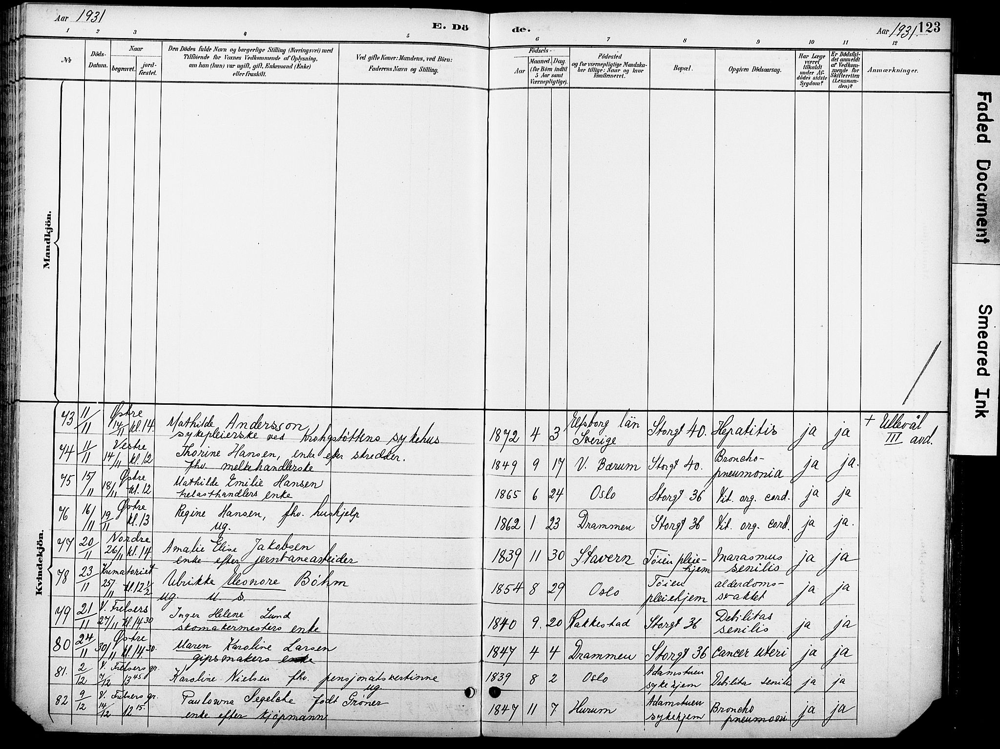 Krohgstøtten sykehusprest Kirkebøker, AV/SAO-A-10854/F/Fa/L0003: Parish register (official) no. 3, 1890-1935, p. 123