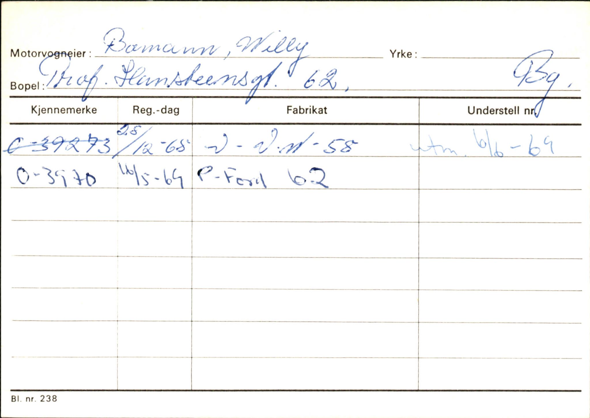 Statens vegvesen, Hordaland vegkontor, AV/SAB-A-5201/2/Hb/L0005: O-eierkort B, 1920-1971, p. 2