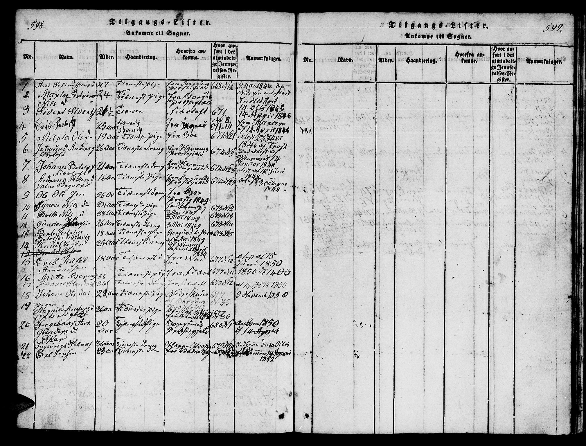 Ministerialprotokoller, klokkerbøker og fødselsregistre - Møre og Romsdal, AV/SAT-A-1454/561/L0731: Parish register (copy) no. 561C01, 1817-1867, p. 598-599