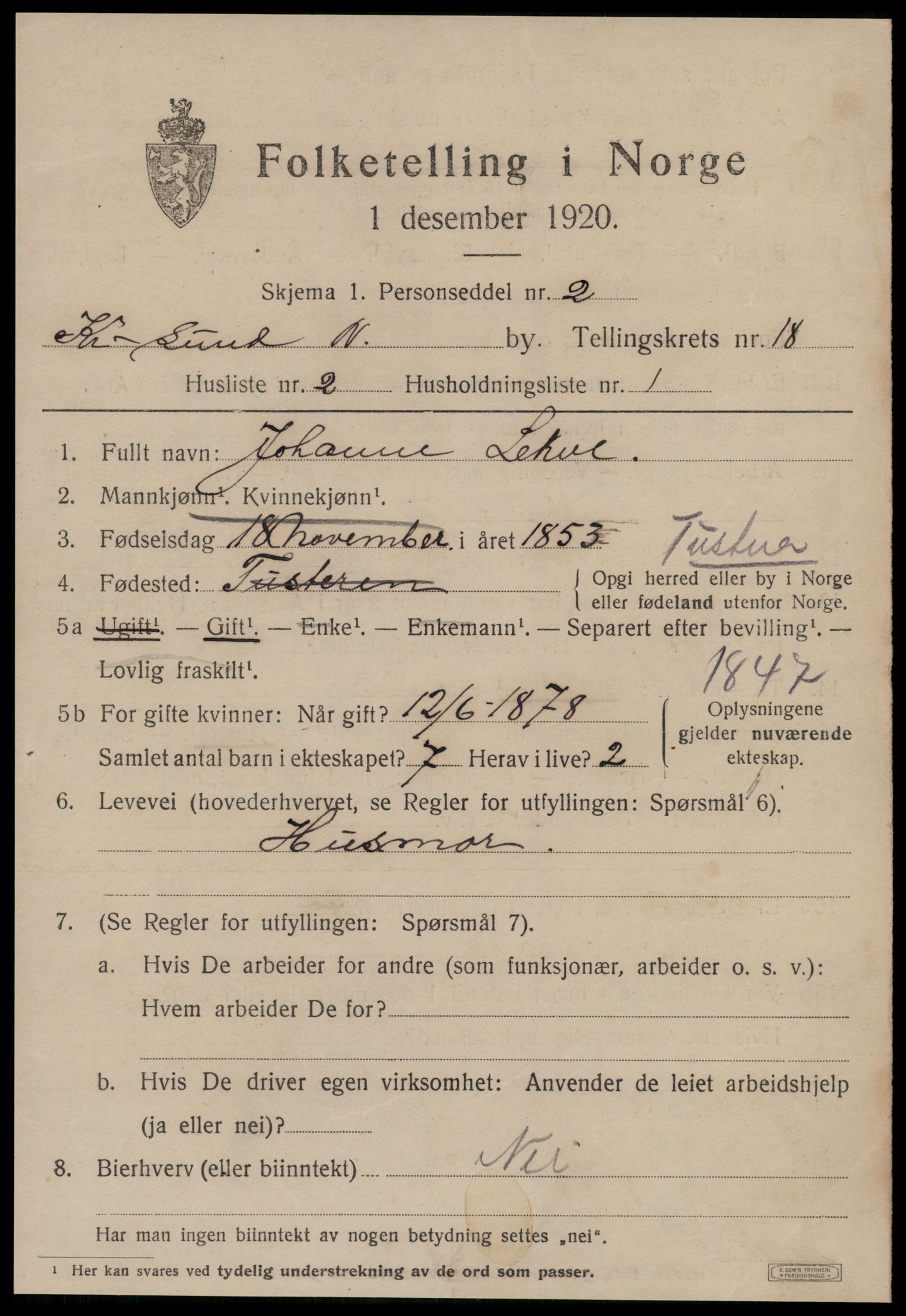 SAT, 1920 census for Kristiansund, 1920, p. 36973