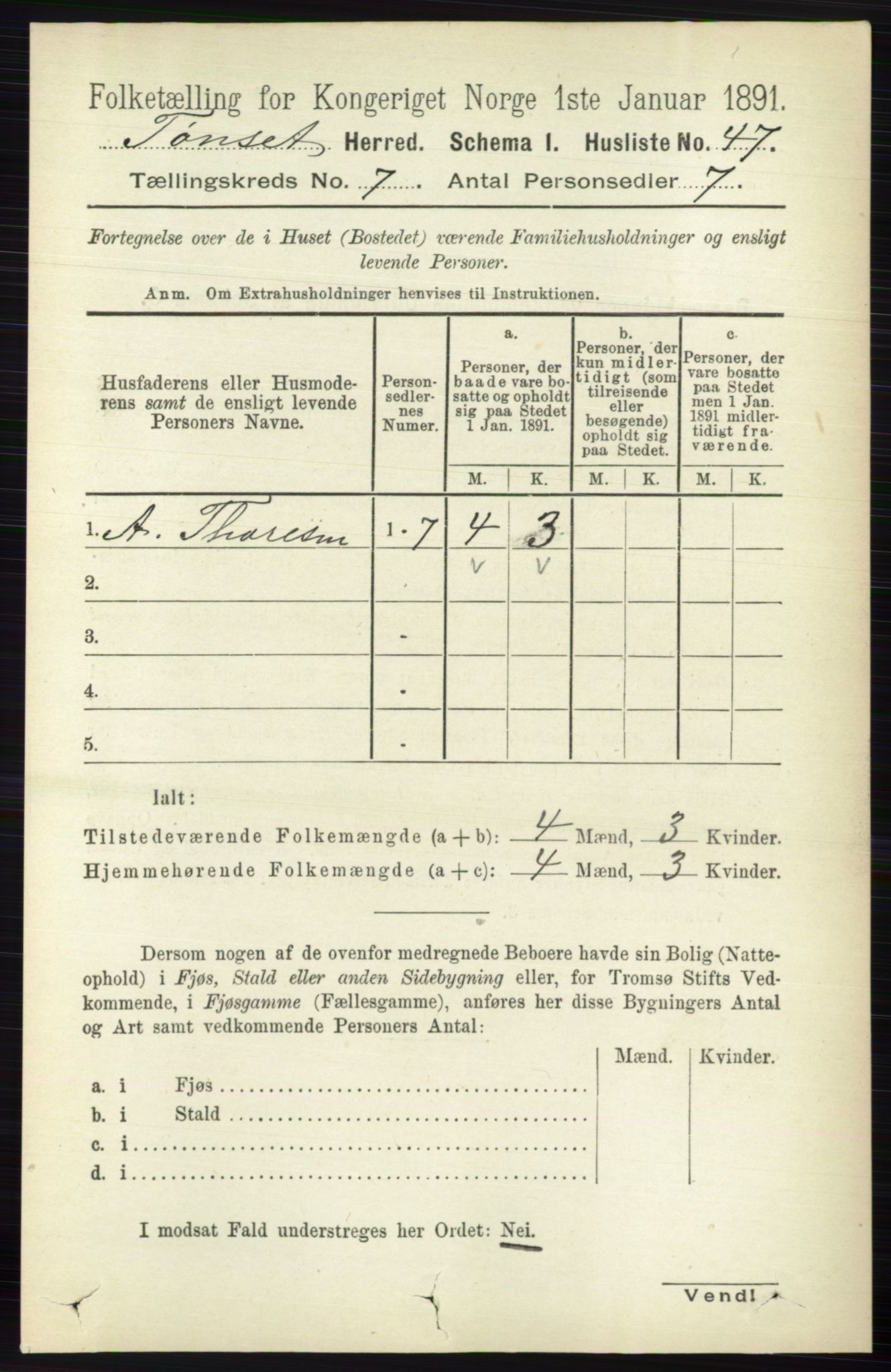 RA, 1891 census for 0437 Tynset, 1891, p. 1716