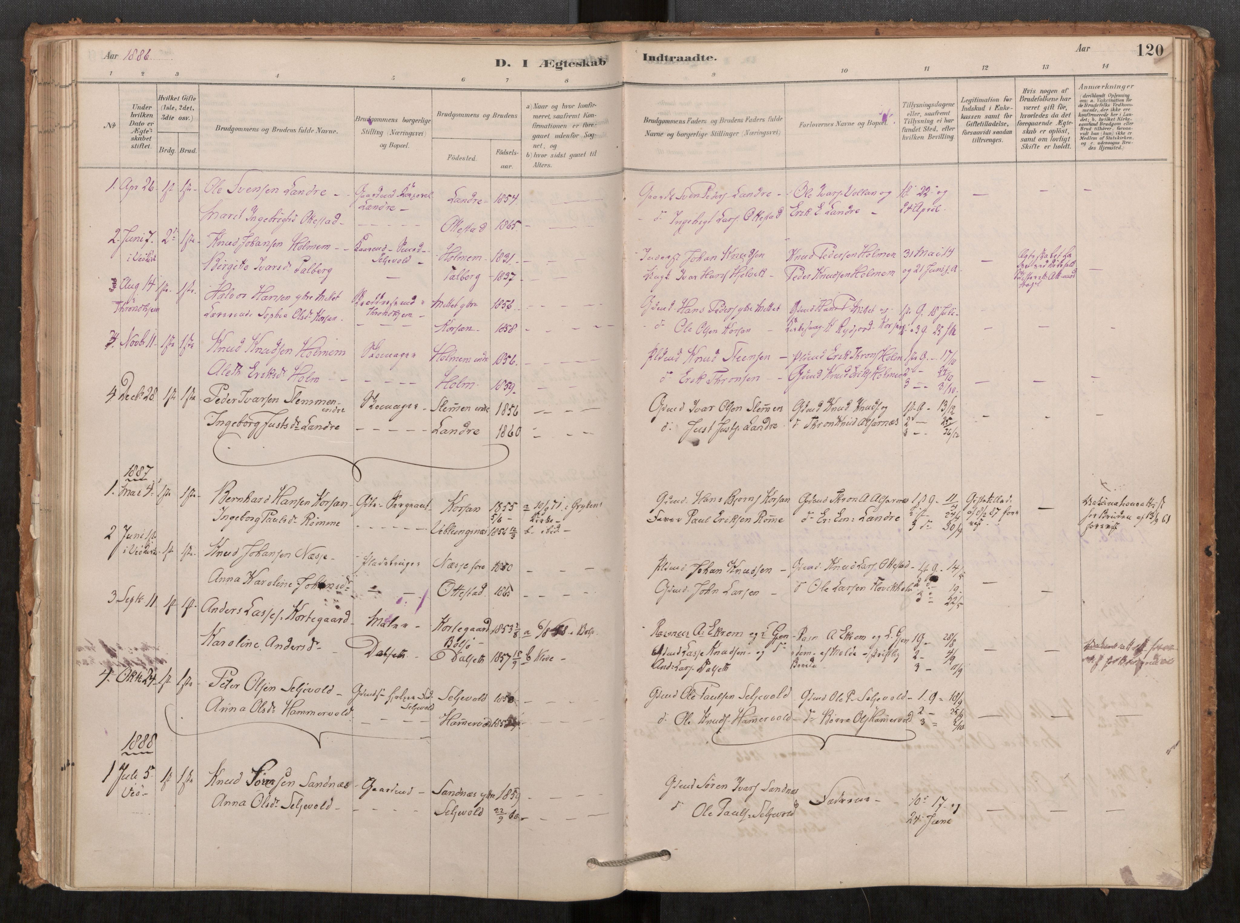 Ministerialprotokoller, klokkerbøker og fødselsregistre - Møre og Romsdal, SAT/A-1454/548/L0615: Parish register (official) no. 548A02, 1878-1906, p. 120