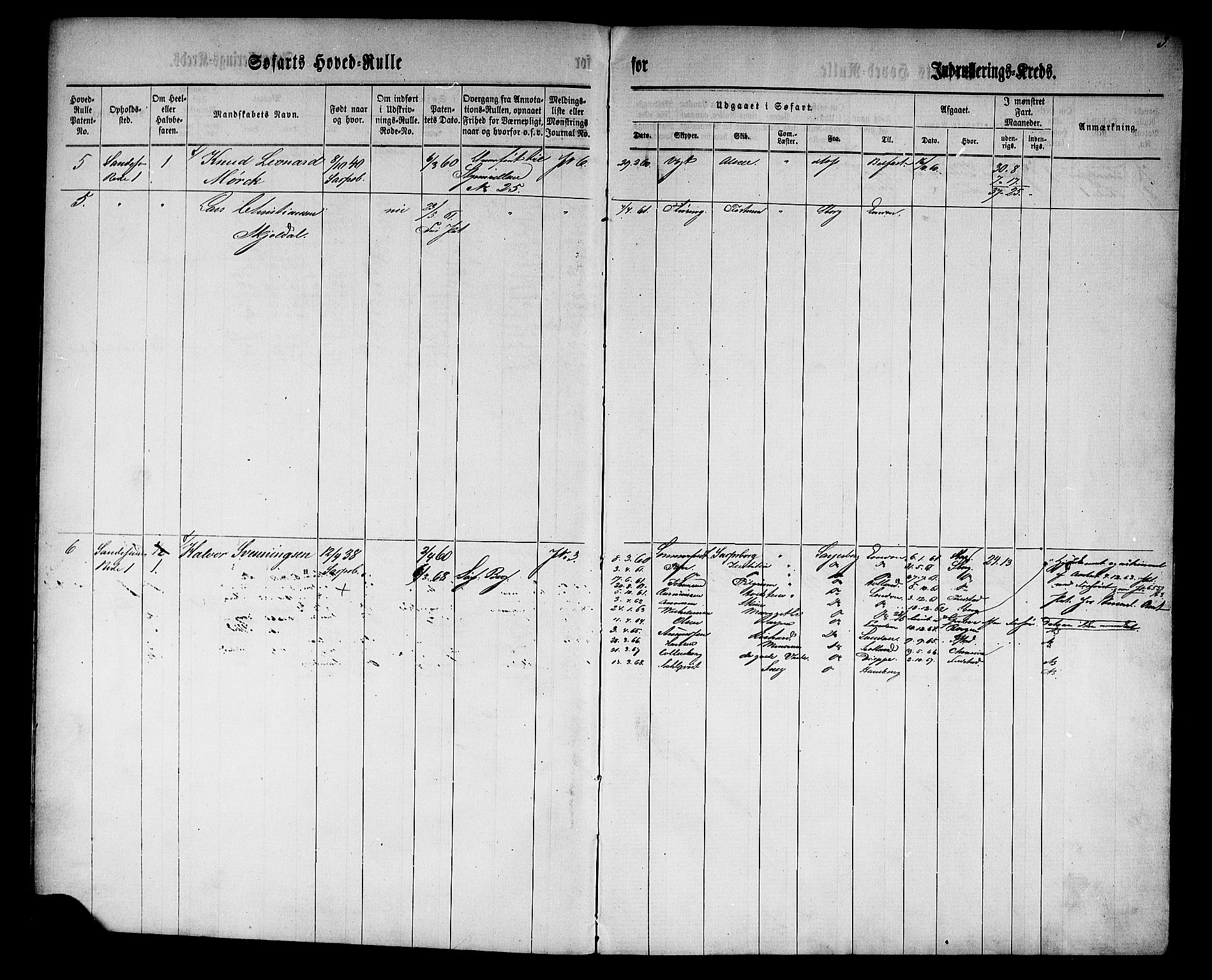 Sarpsborg mønstringskontor, AV/SAO-A-10569c/F/Fc/Fcb/L0001: Hovedrulle, 1860, p. 5