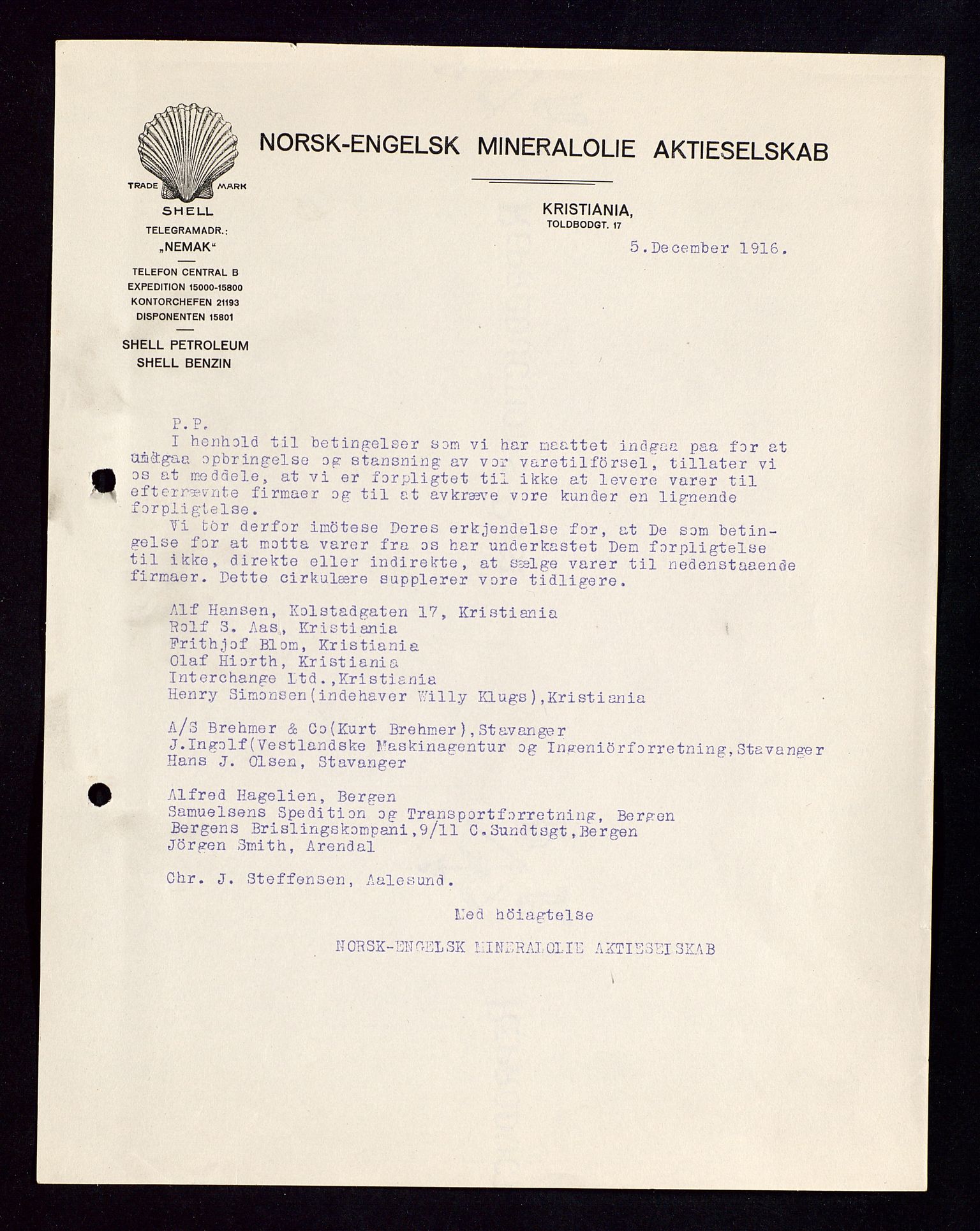 Pa 1521 - A/S Norske Shell, AV/SAST-A-101915/E/Ea/Eaa/L0002: Sjefskorrespondanse, 1917-1918, p. 430