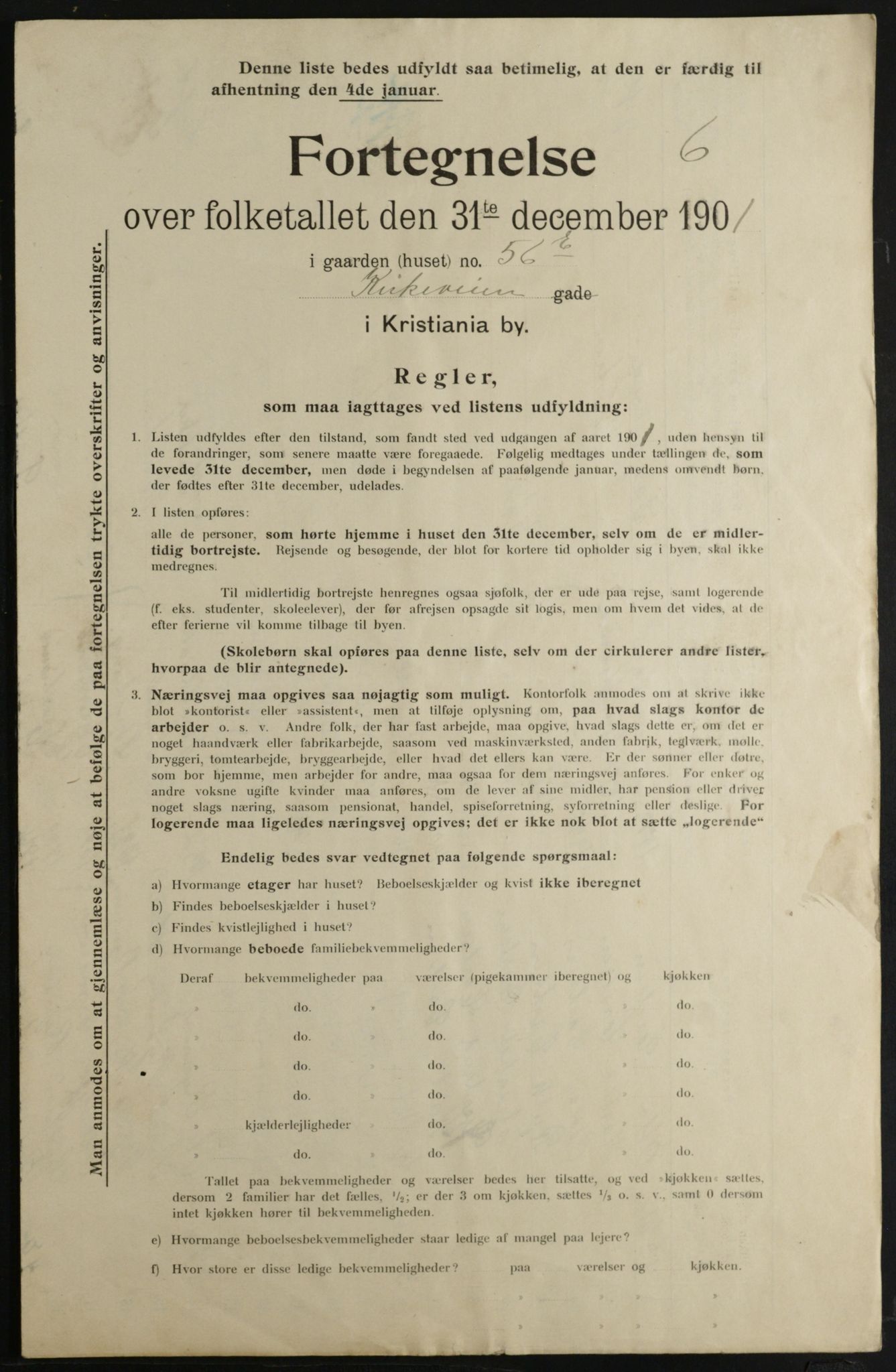 OBA, Municipal Census 1901 for Kristiania, 1901, p. 398