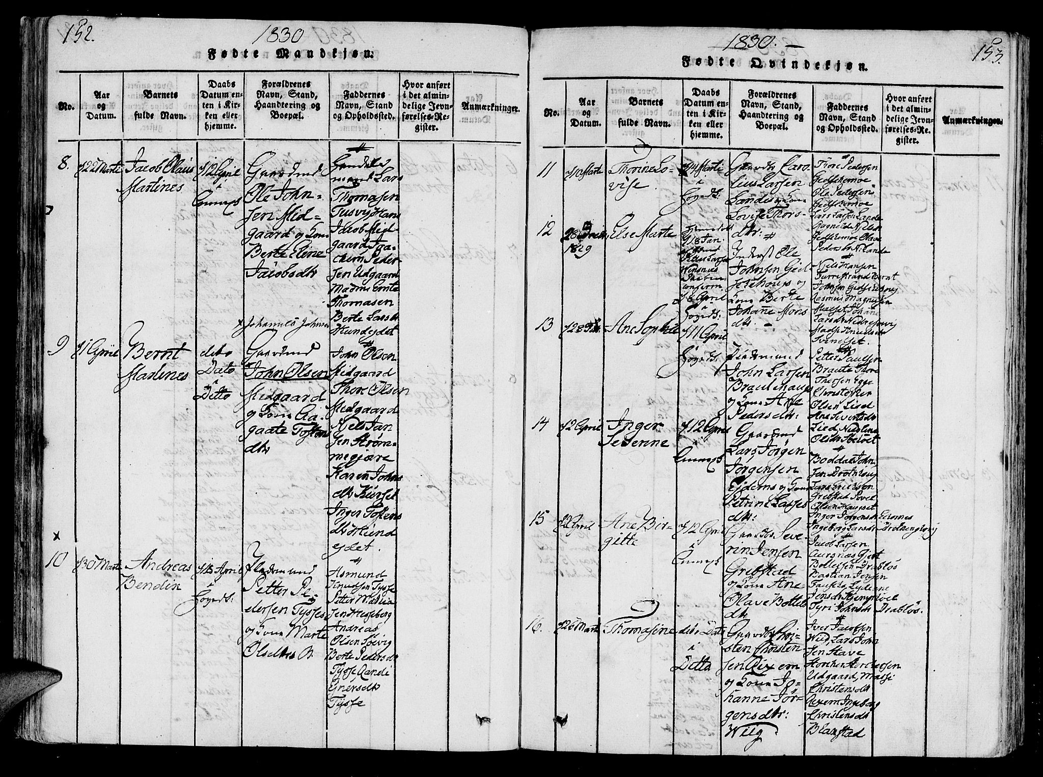 Ministerialprotokoller, klokkerbøker og fødselsregistre - Møre og Romsdal, AV/SAT-A-1454/522/L0310: Parish register (official) no. 522A05, 1816-1832, p. 152-153