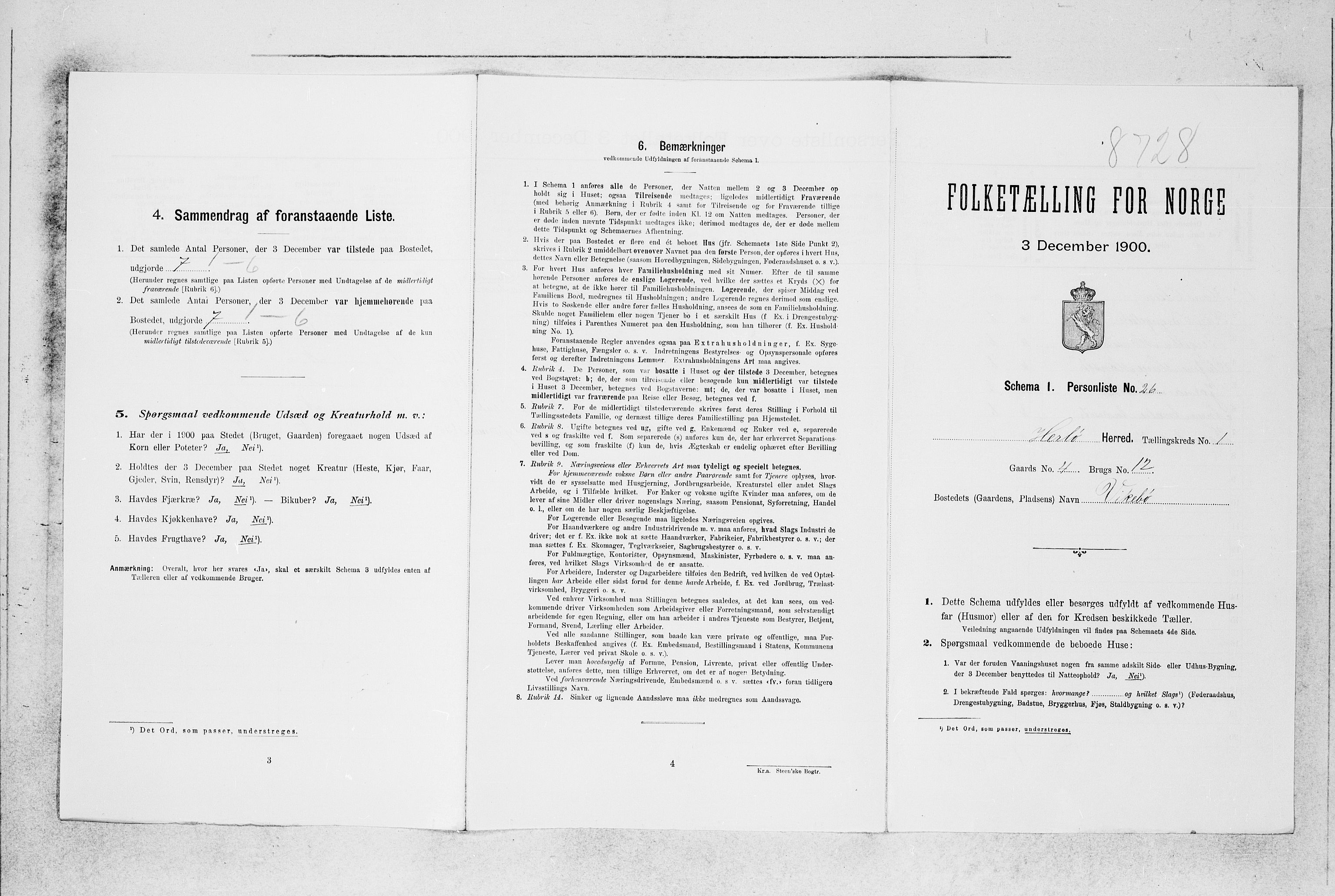 SAB, 1900 census for Herdla, 1900, p. 124