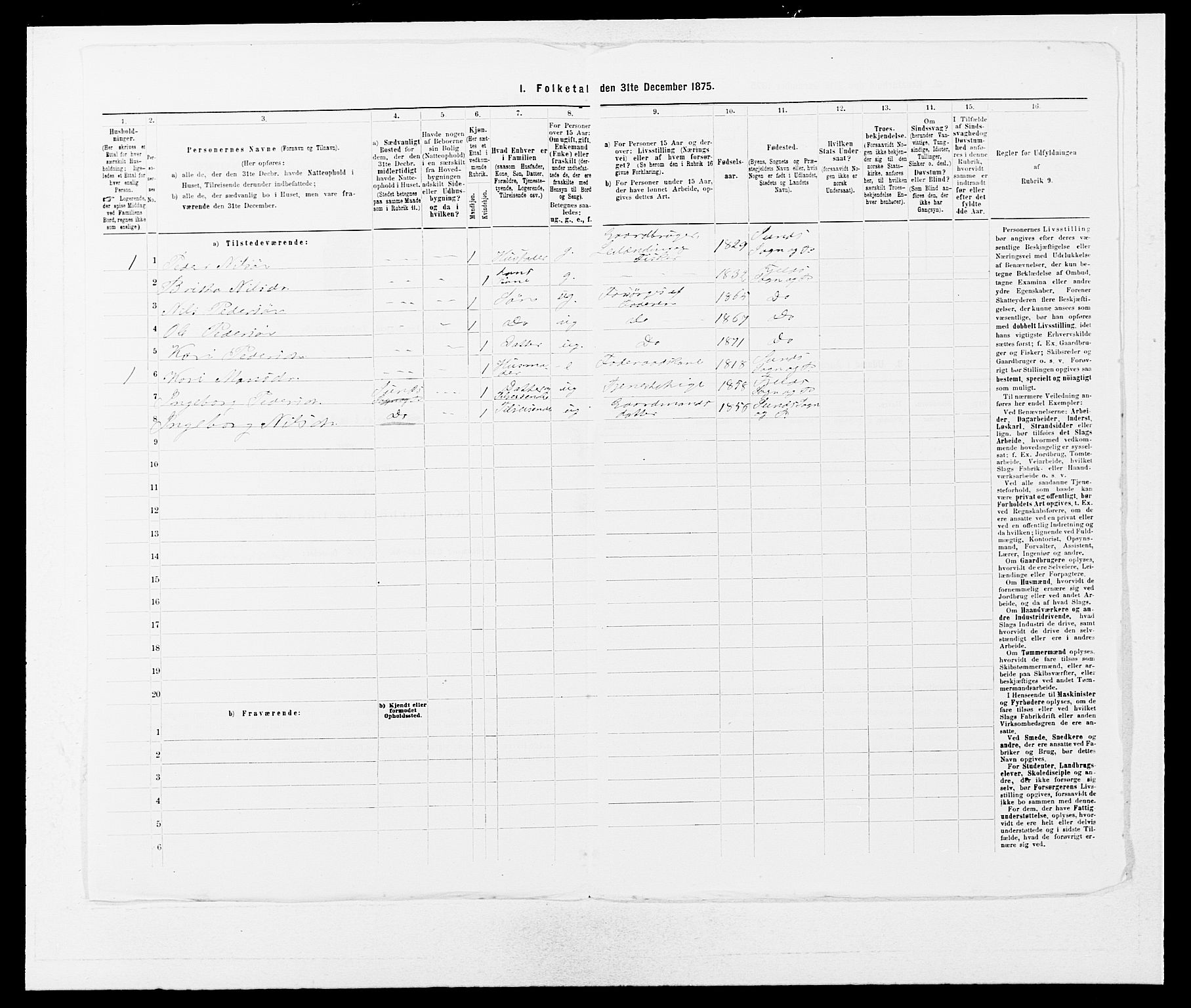 SAB, 1875 census for 1246P Fjell, 1875, p. 158