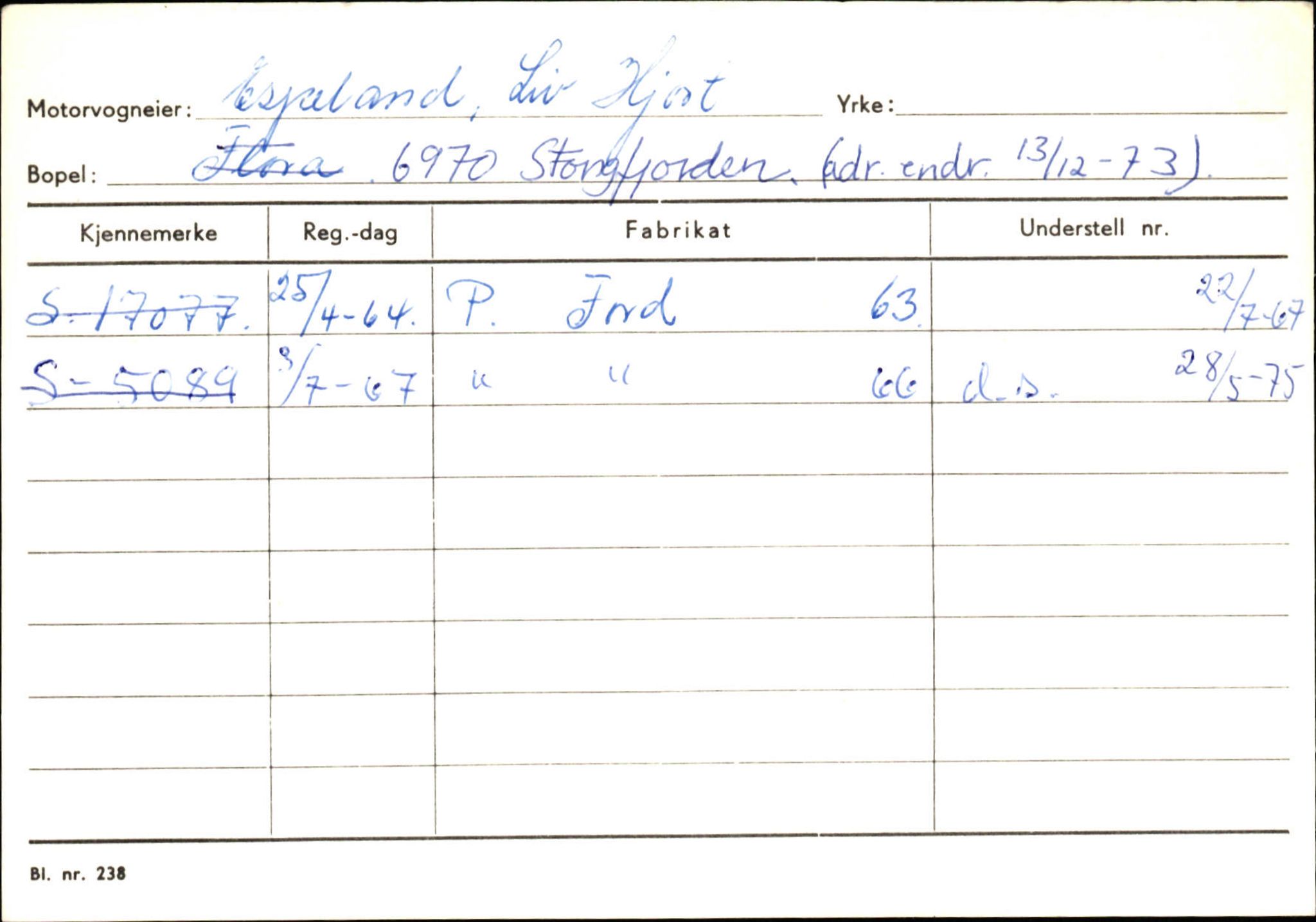 Statens vegvesen, Sogn og Fjordane vegkontor, AV/SAB-A-5301/4/F/L0132: Eigarregister Askvoll A-Å. Balestrand A-Å, 1945-1975, p. 235