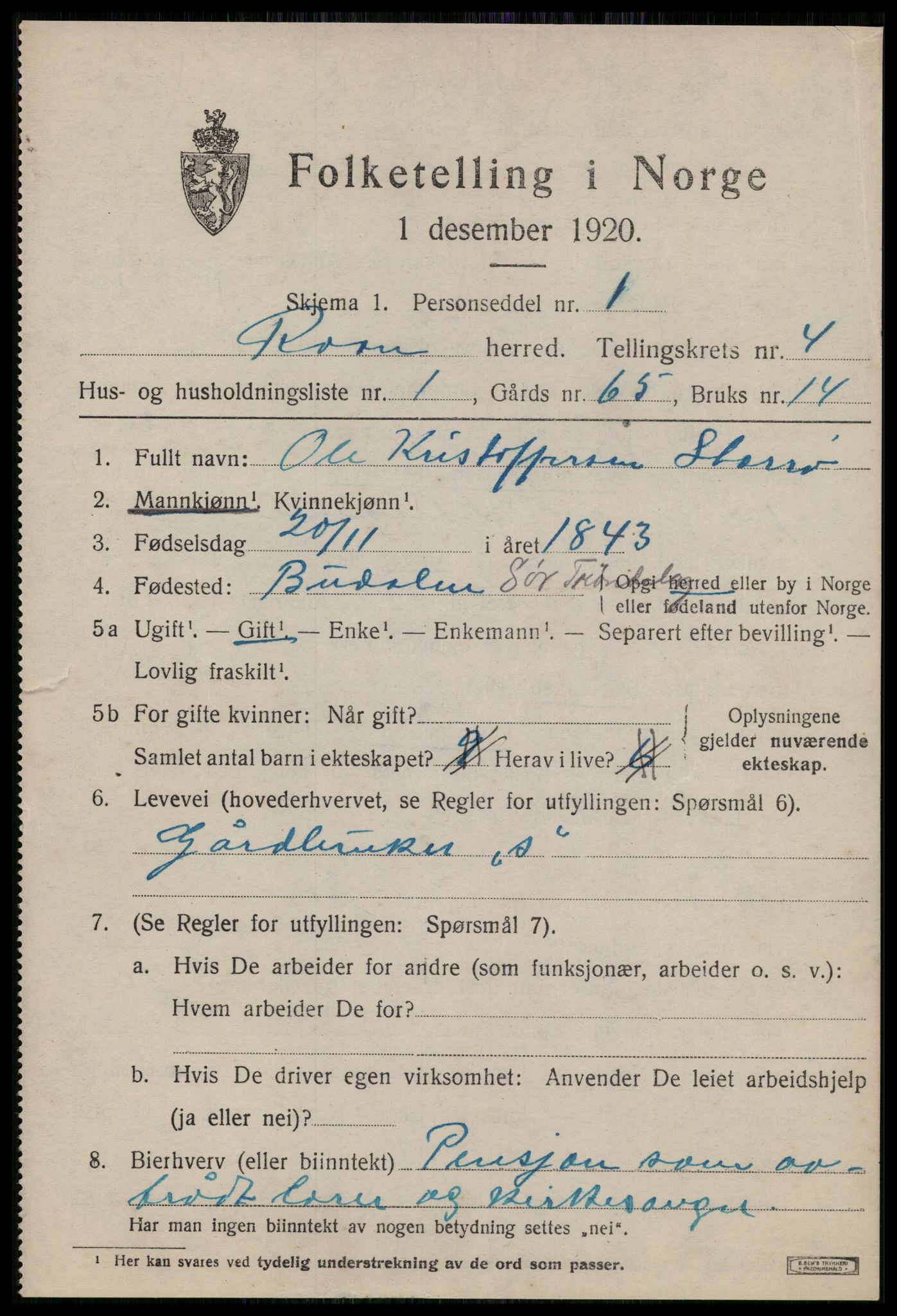 SAT, 1920 census for Roan, 1920, p. 2943