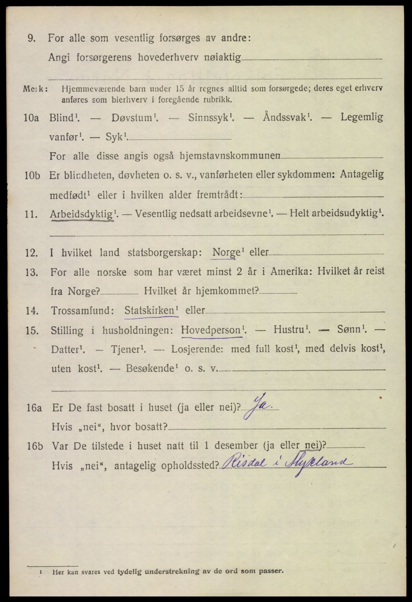 SAK, 1920 census for Froland, 1920, p. 3640