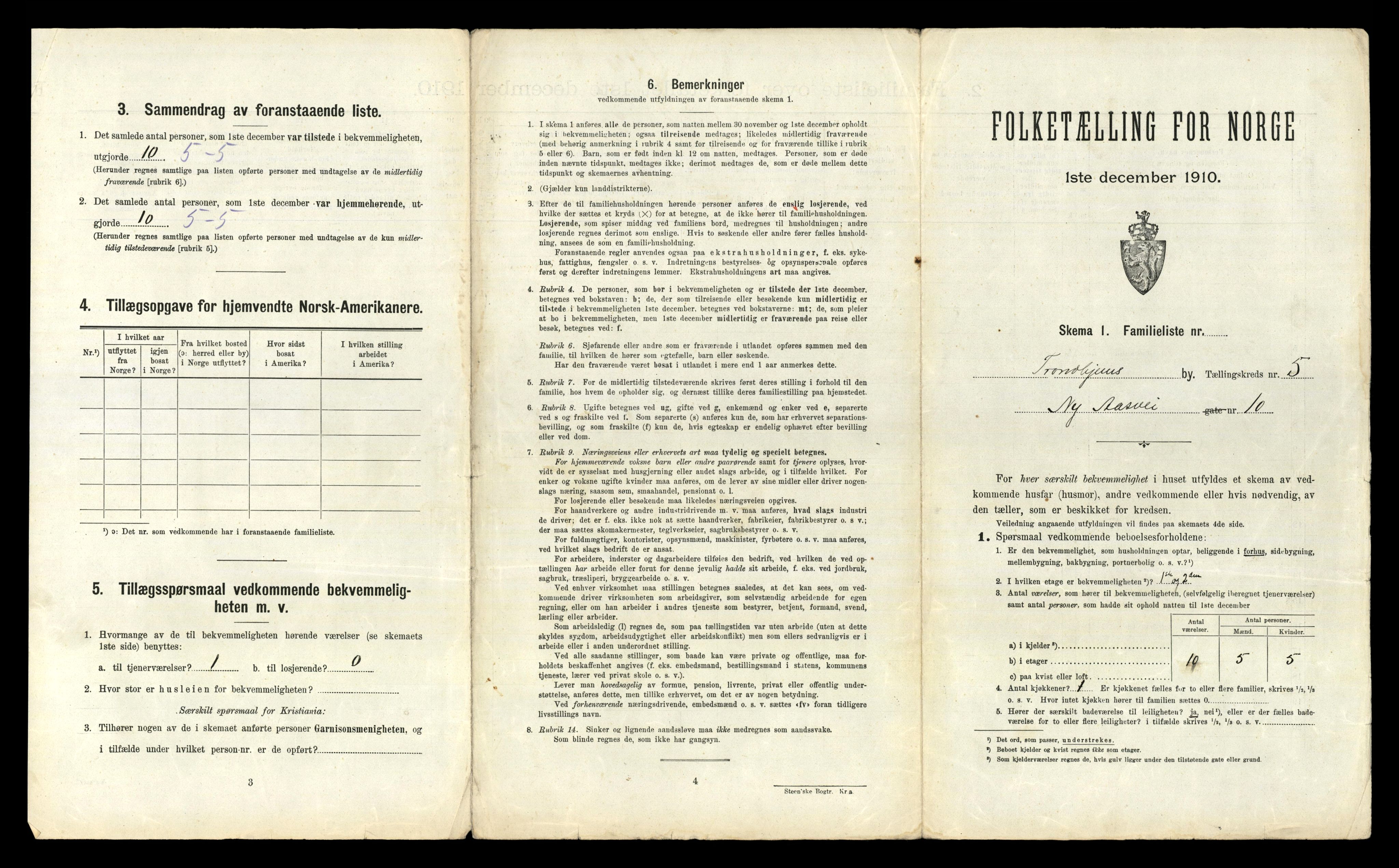 RA, 1910 census for Trondheim, 1910, p. 2445