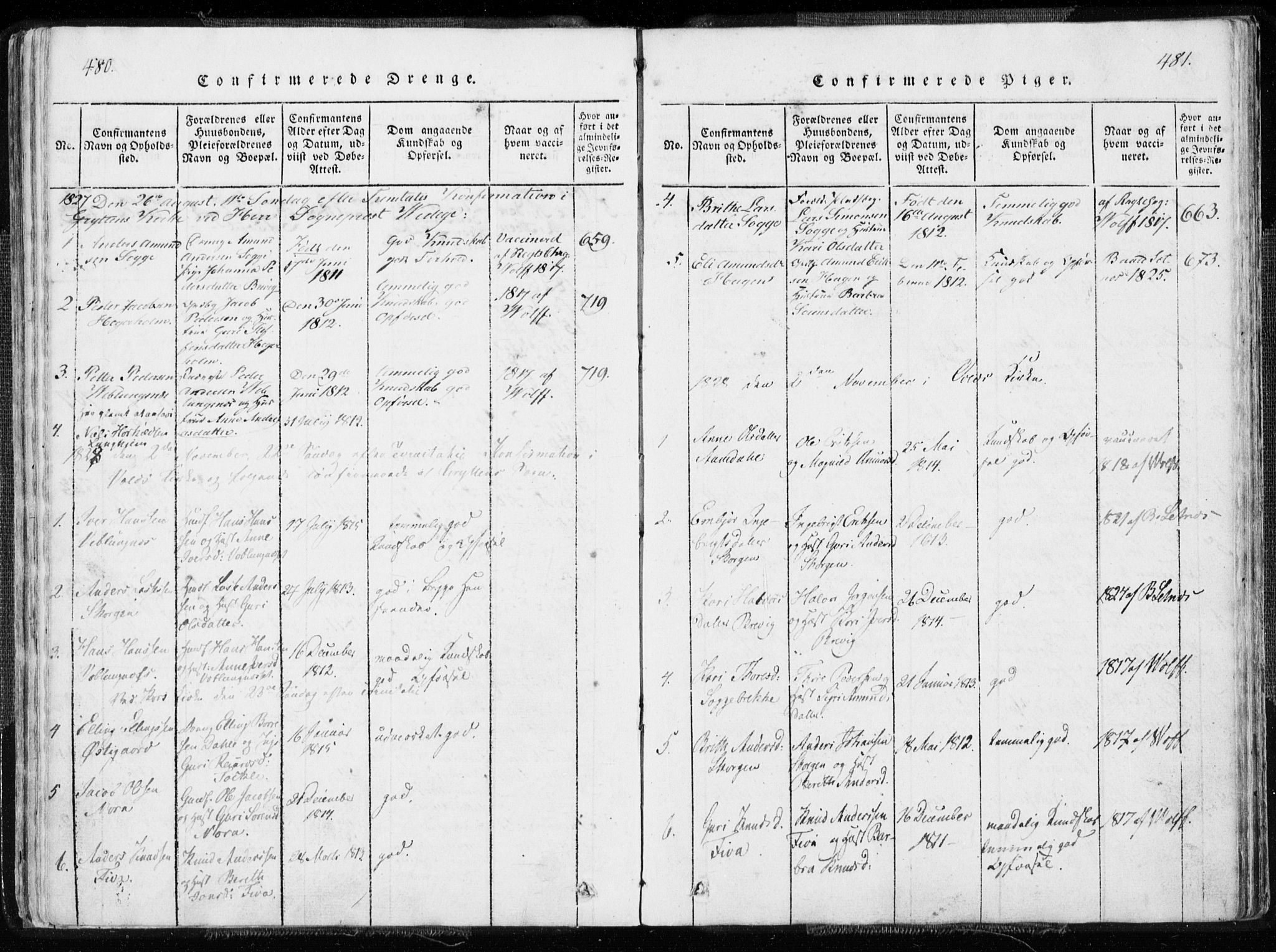 Ministerialprotokoller, klokkerbøker og fødselsregistre - Møre og Romsdal, AV/SAT-A-1454/544/L0571: Parish register (official) no. 544A04, 1818-1853, p. 480-481