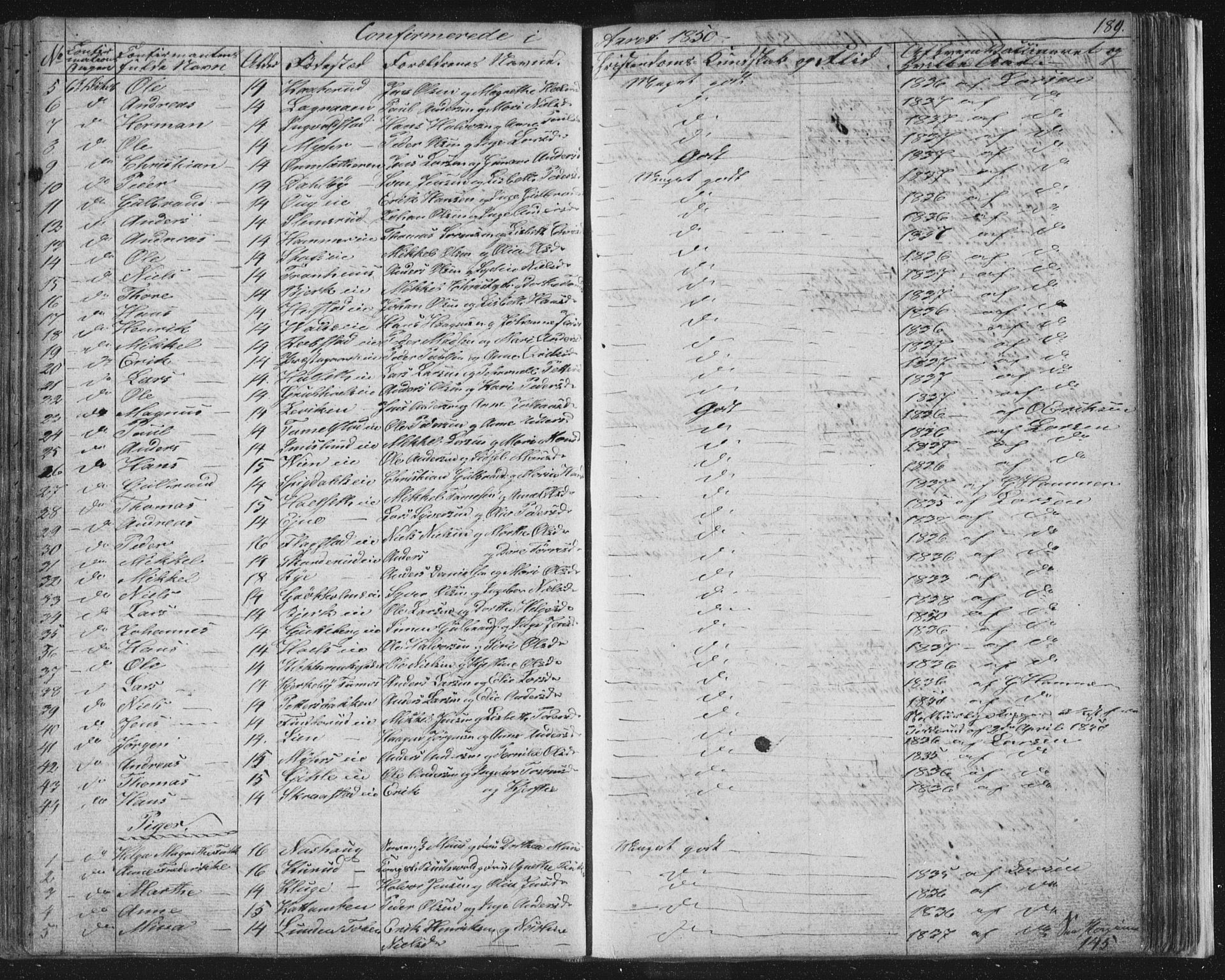 Vang prestekontor, Hedmark, SAH/PREST-008/H/Ha/Hab/L0008: Parish register (copy) no. 8, 1832-1854, p. 189