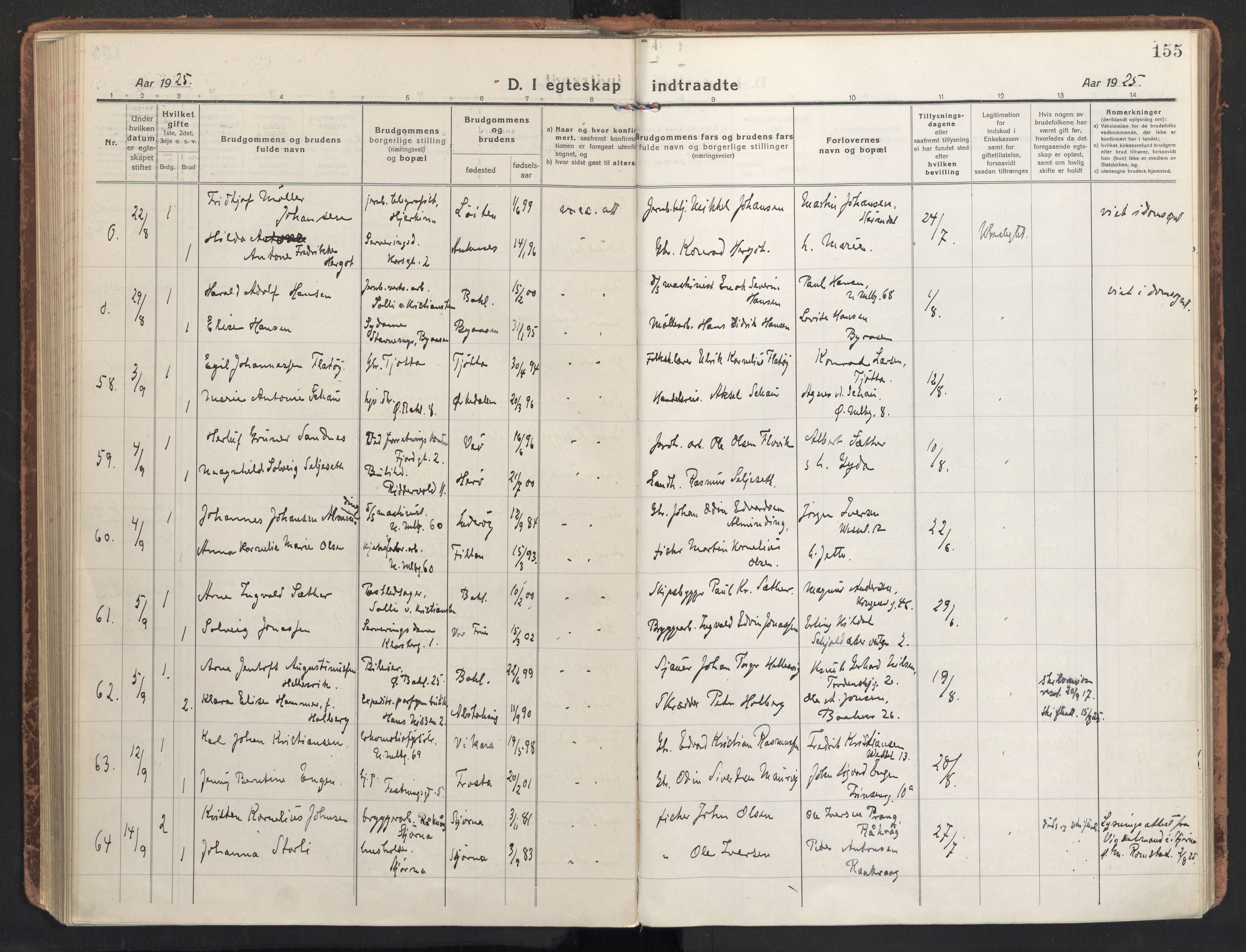 Ministerialprotokoller, klokkerbøker og fødselsregistre - Sør-Trøndelag, AV/SAT-A-1456/604/L0206: Parish register (official) no. 604A26, 1917-1931, p. 155