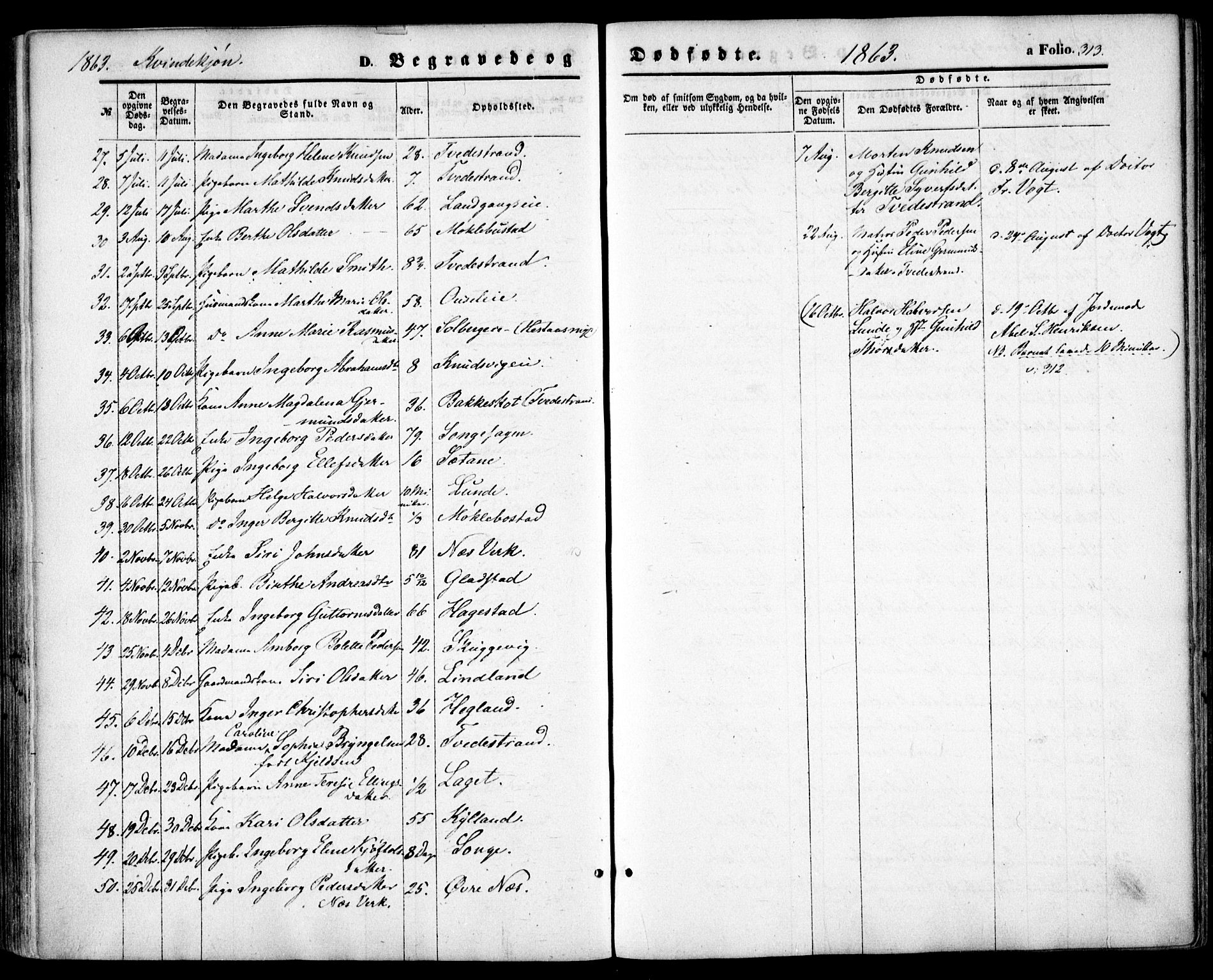 Holt sokneprestkontor, AV/SAK-1111-0021/F/Fa/L0009: Parish register (official) no. A 9, 1861-1871, p. 313