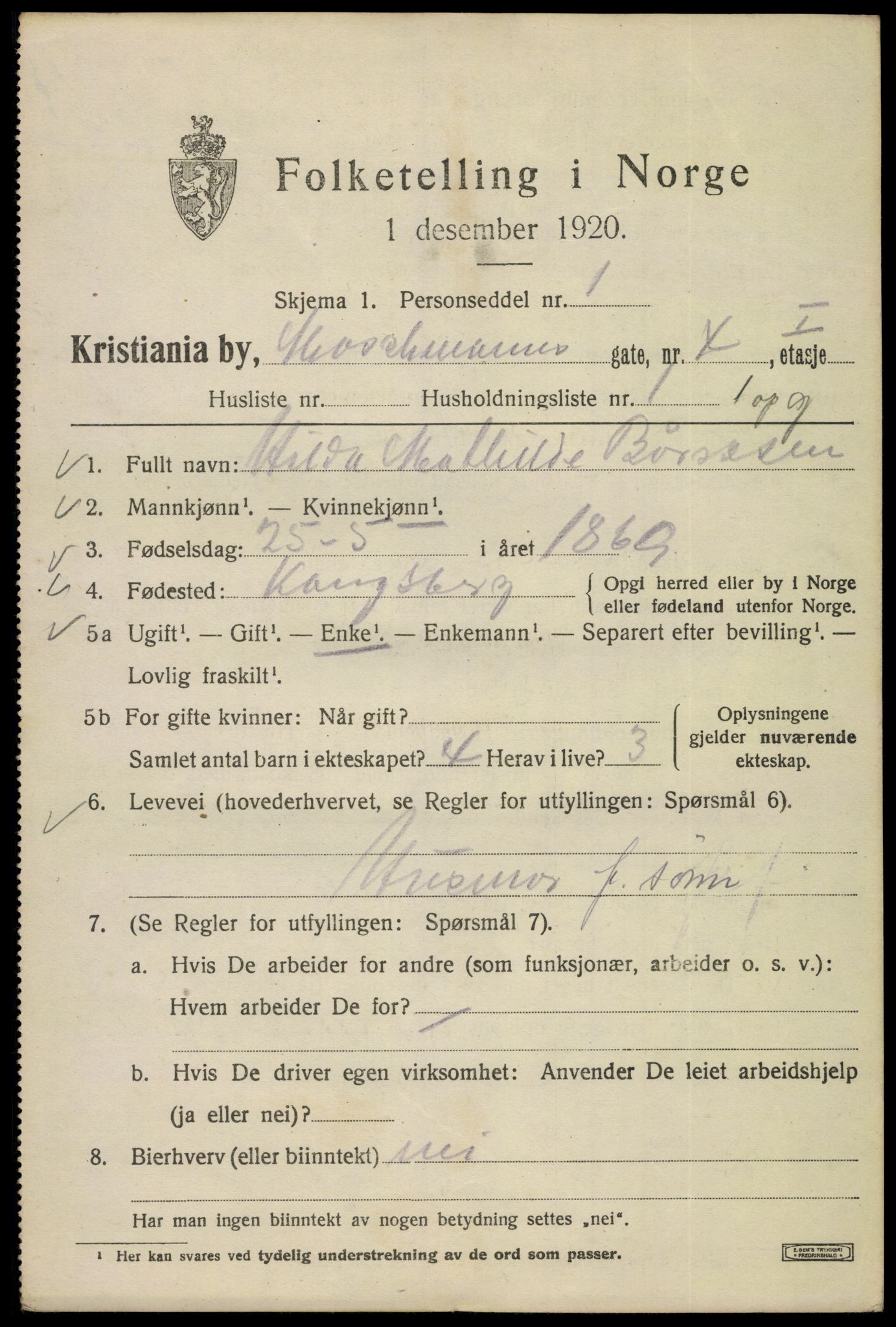 SAO, 1920 census for Kristiania, 1920, p. 392459