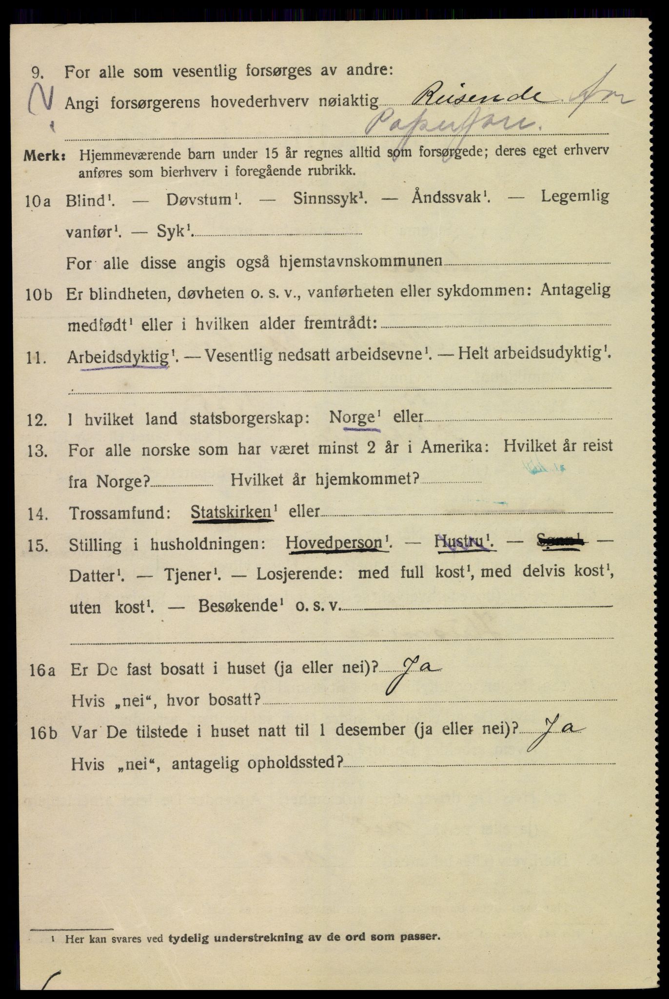 SAH, 1920 census for Lillehammer, 1920, p. 4141