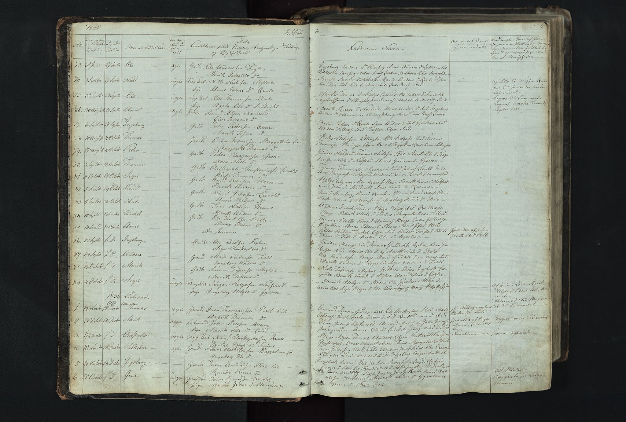 Vang prestekontor, Valdres, SAH/PREST-140/H/Hb/L0004: Parish register (copy) no. 4, 1835-1892, p. 6