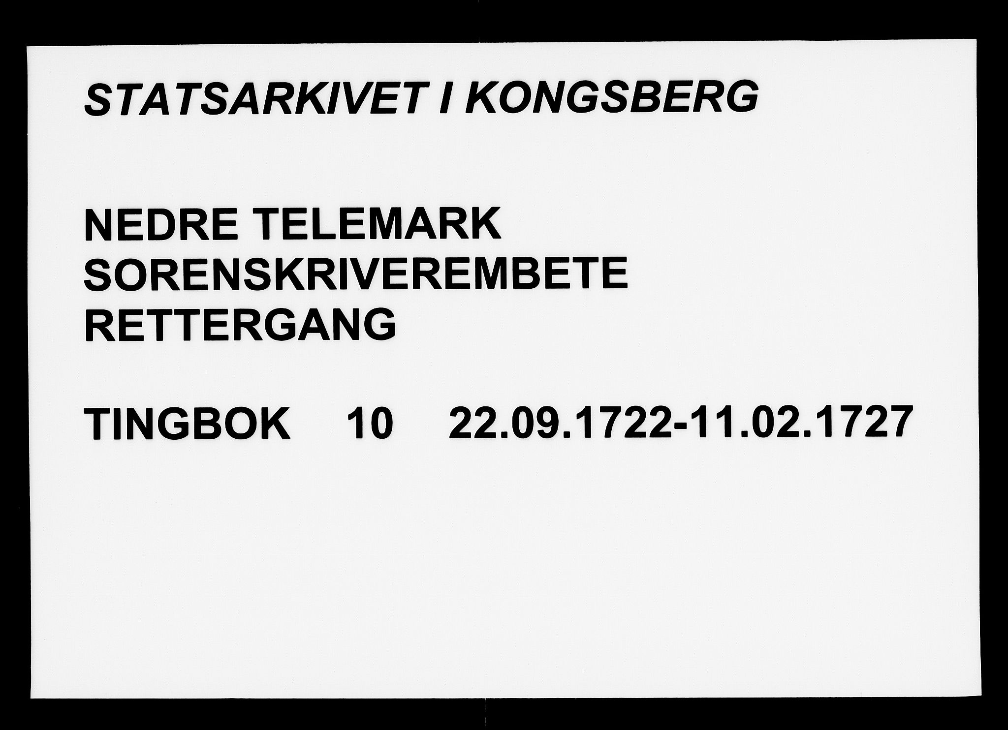 Nedre Telemark sorenskriveri, SAKO/A-135/F/Fa/L0010: Tingbok, 1722-1727