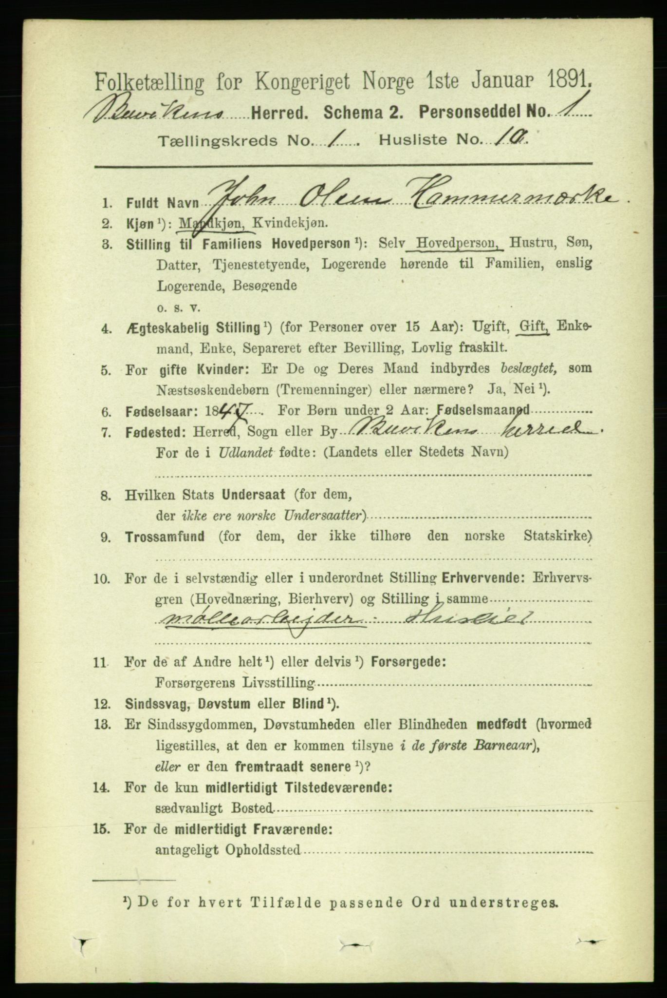 RA, 1891 census for 1656 Buvik, 1891, p. 140