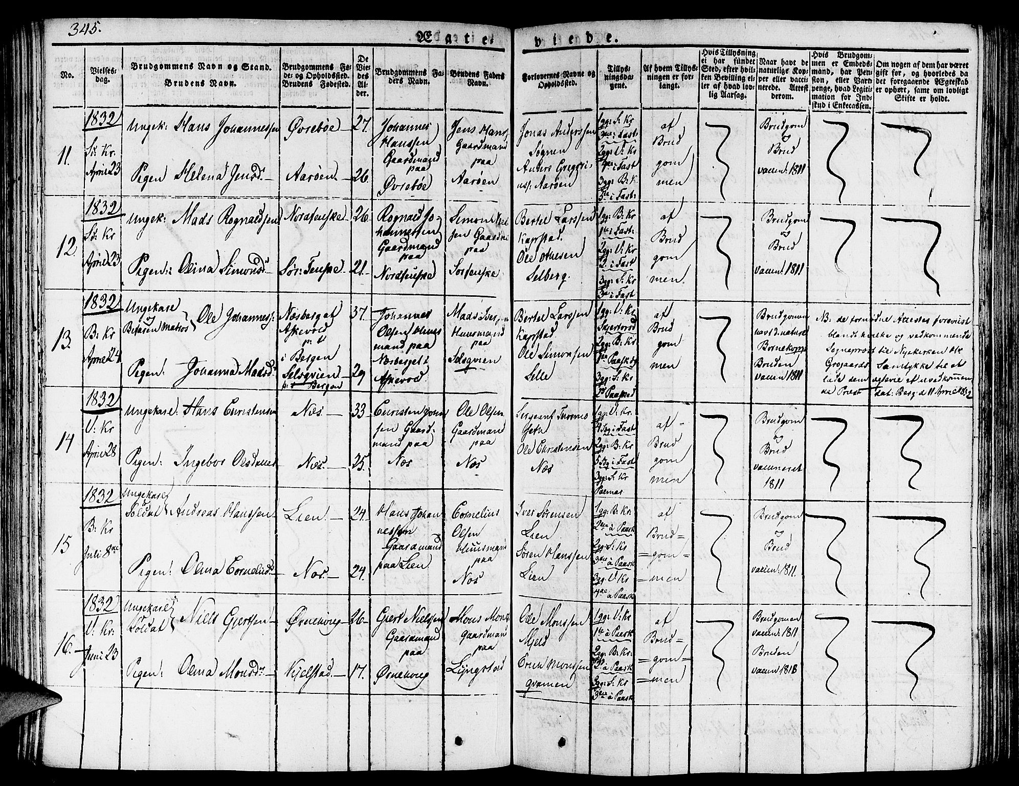Gaular sokneprestembete, SAB/A-80001/H/Haa: Parish register (official) no. A 3, 1821-1840, p. 345