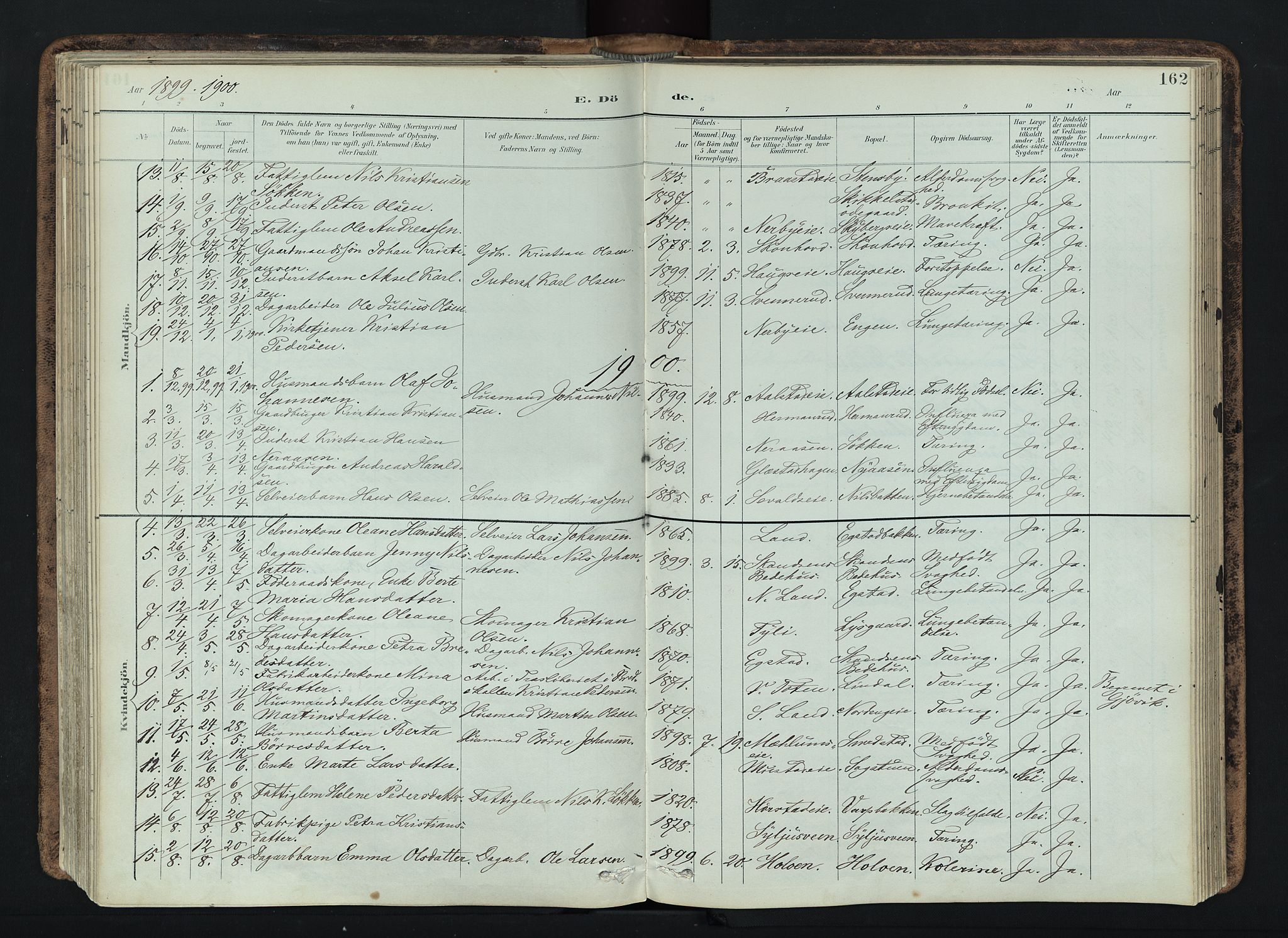 Vardal prestekontor, SAH/PREST-100/H/Ha/Haa/L0019: Parish register (official) no. 19, 1893-1907, p. 162