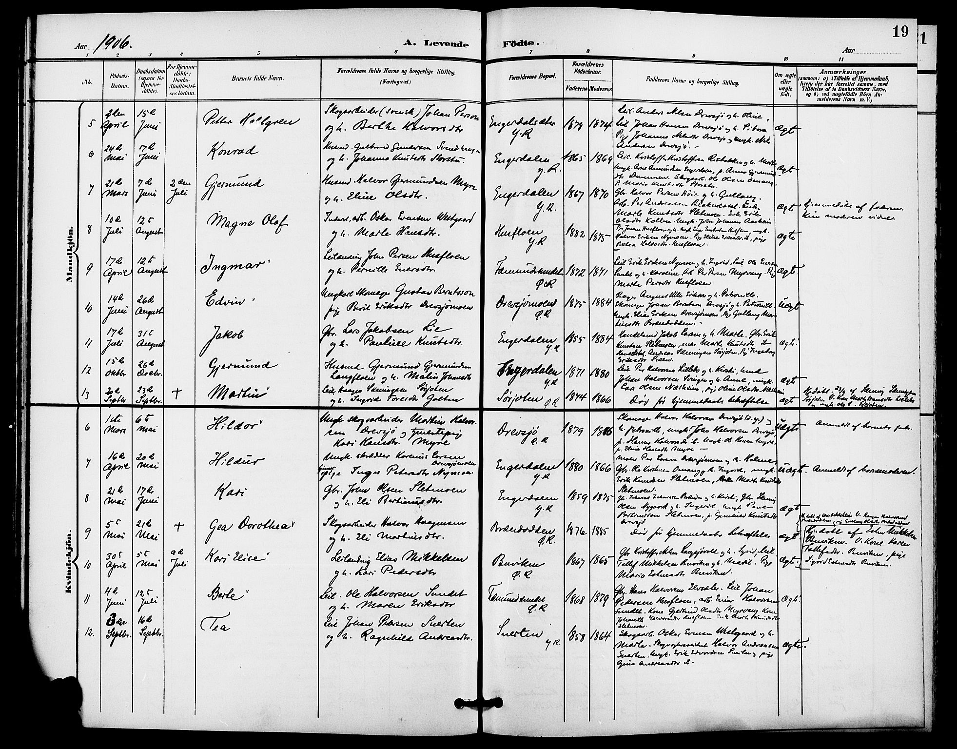 Rendalen prestekontor, AV/SAH-PREST-054/H/Ha/Haa/L0008: Parish register (official) no. 8, 1898-1910, p. 19