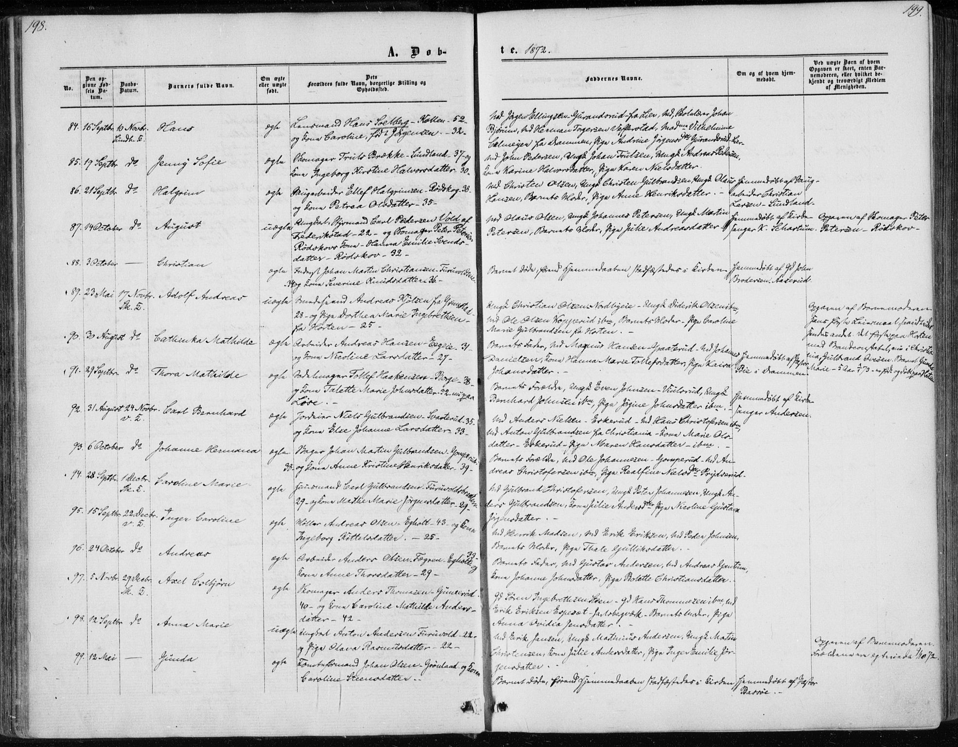Skoger kirkebøker, AV/SAKO-A-59/F/Fa/L0004: Parish register (official) no. I 4, 1862-1872, p. 198-199
