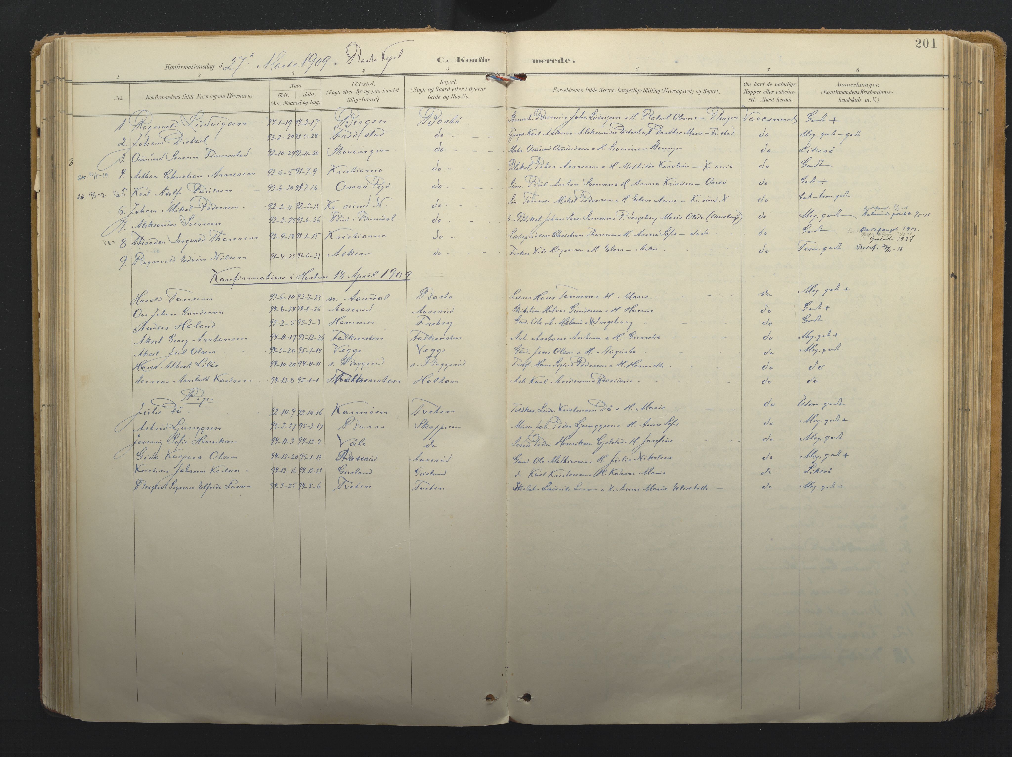 Borre kirkebøker, AV/SAKO-A-338/F/Fa/L0011: Parish register (official) no. I 11, 1897-1921, p. 201