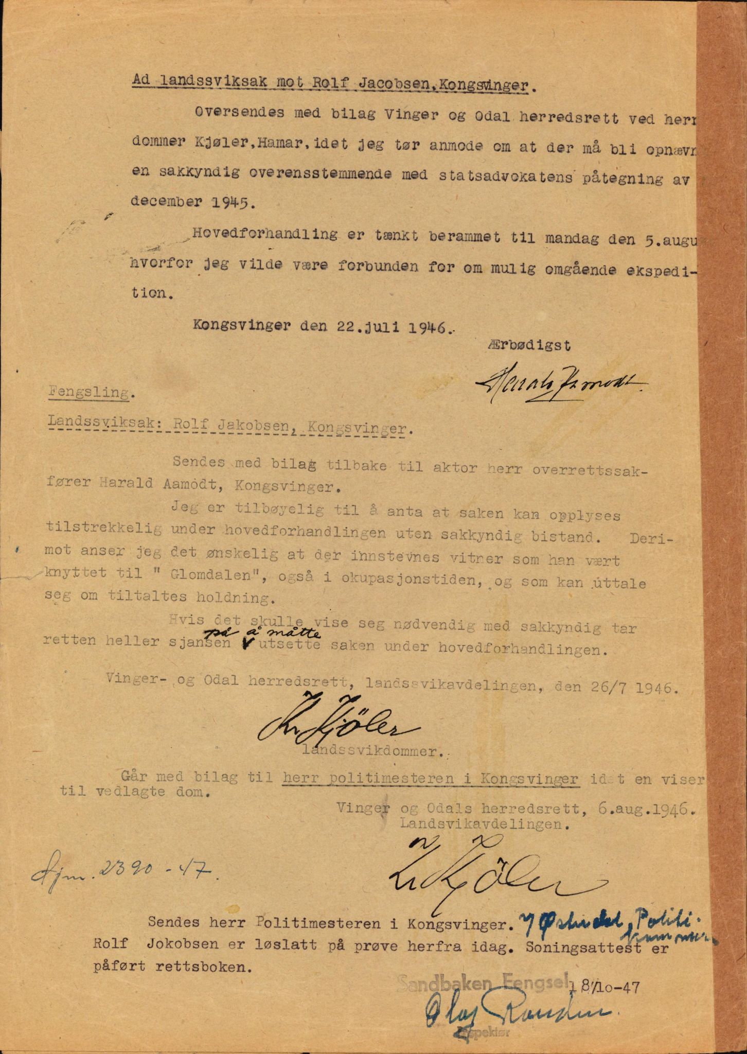 Landssvikarkivet, Kongsvinger politikammer, AV/RA-S-3138-08/Da/L0055/0797: Saker / Anr. 555/45, 1945-1946, p. 10