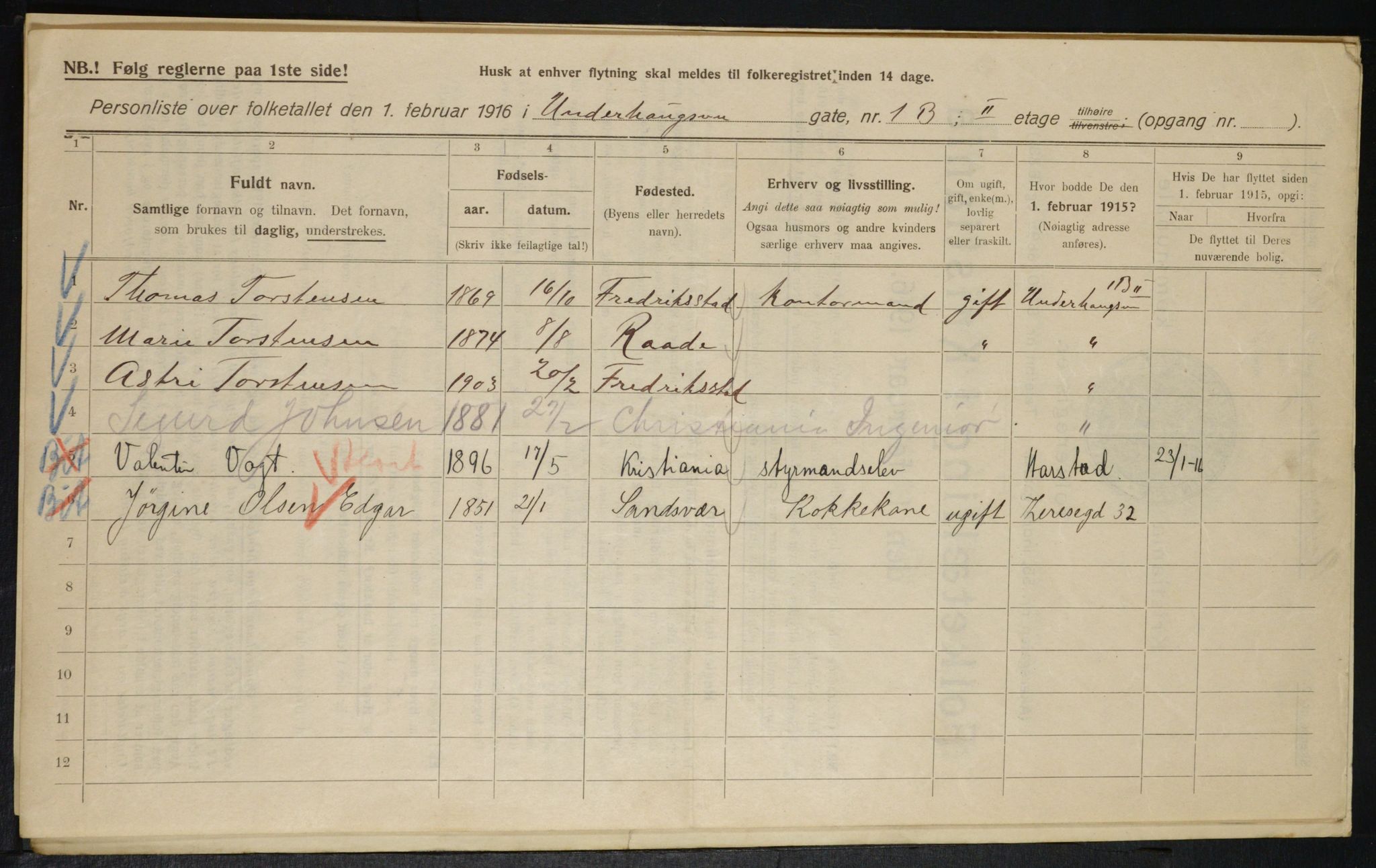 OBA, Municipal Census 1916 for Kristiania, 1916, p. 123479