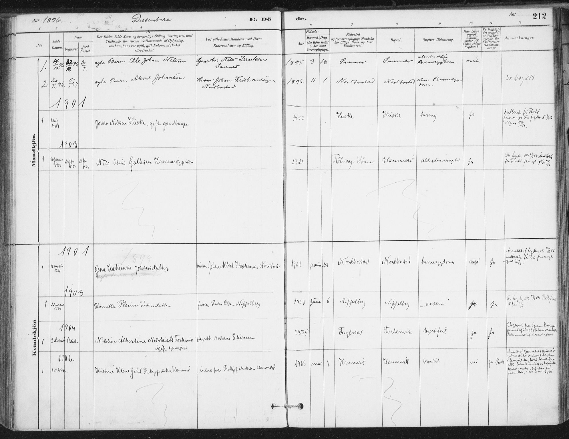 Ministerialprotokoller, klokkerbøker og fødselsregistre - Nordland, AV/SAT-A-1459/838/L0553: Parish register (official) no. 838A11, 1880-1910, p. 212