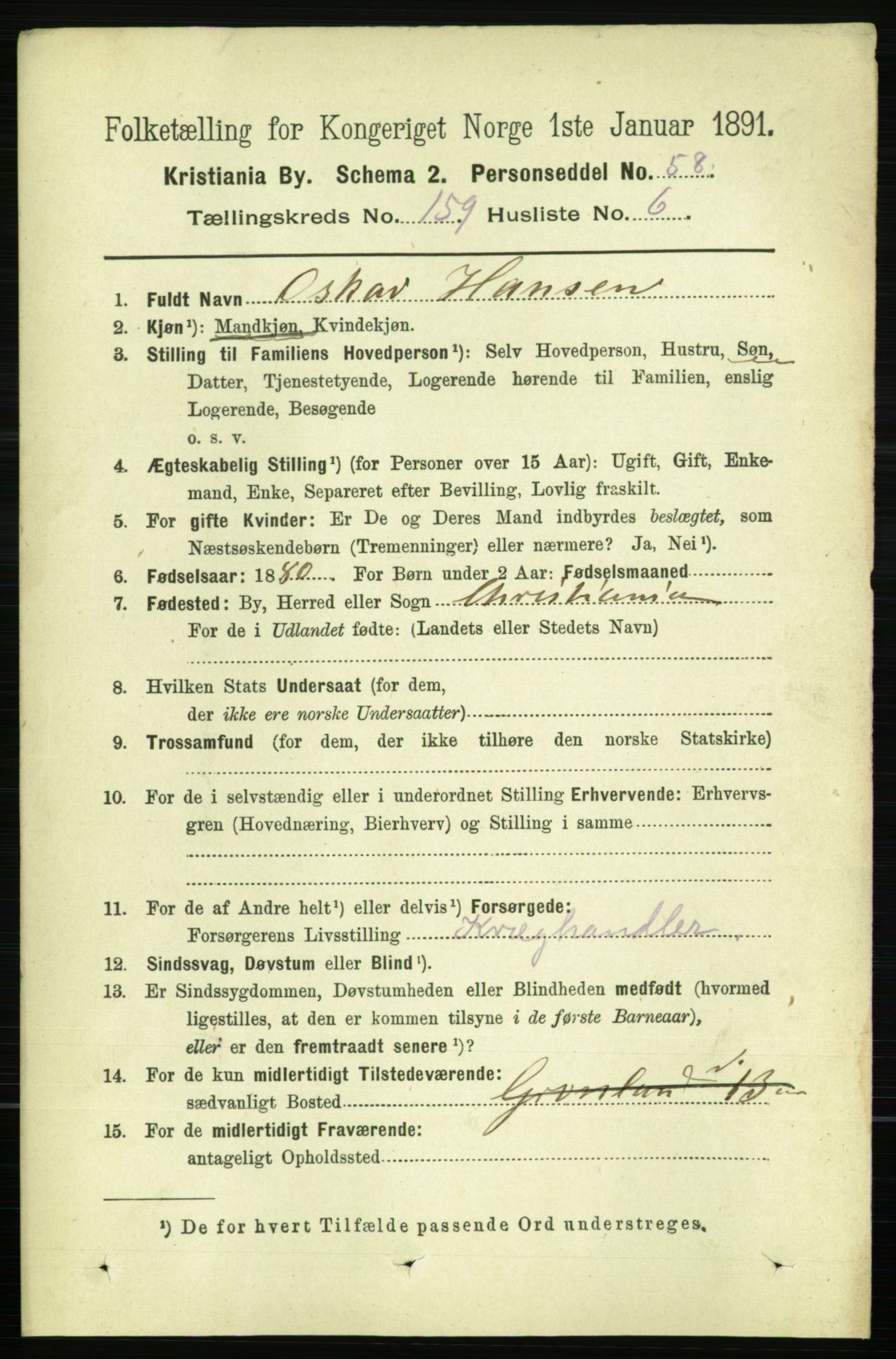 RA, 1891 census for 0301 Kristiania, 1891, p. 90239