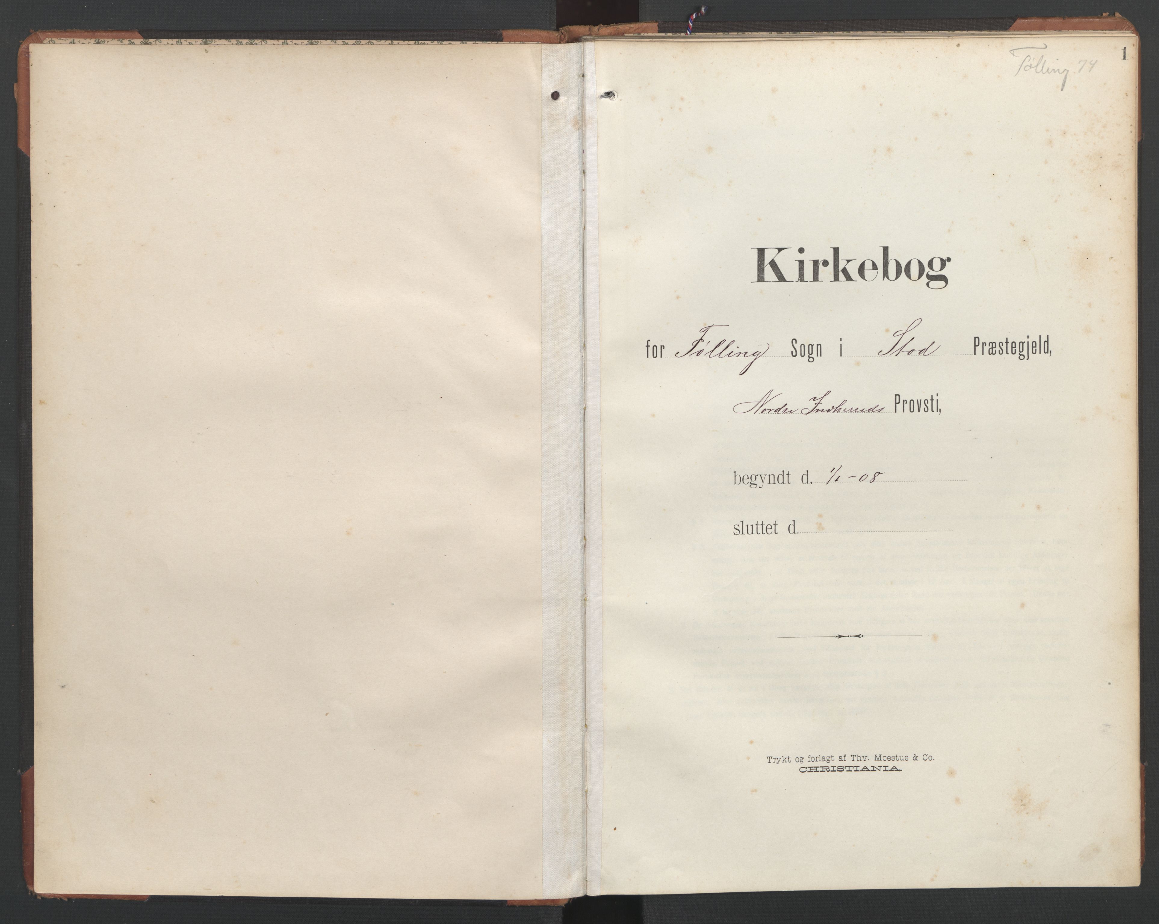 Ministerialprotokoller, klokkerbøker og fødselsregistre - Nord-Trøndelag, SAT/A-1458/748/L0465: Parish register (copy) no. 748C01, 1908-1960, p. 1