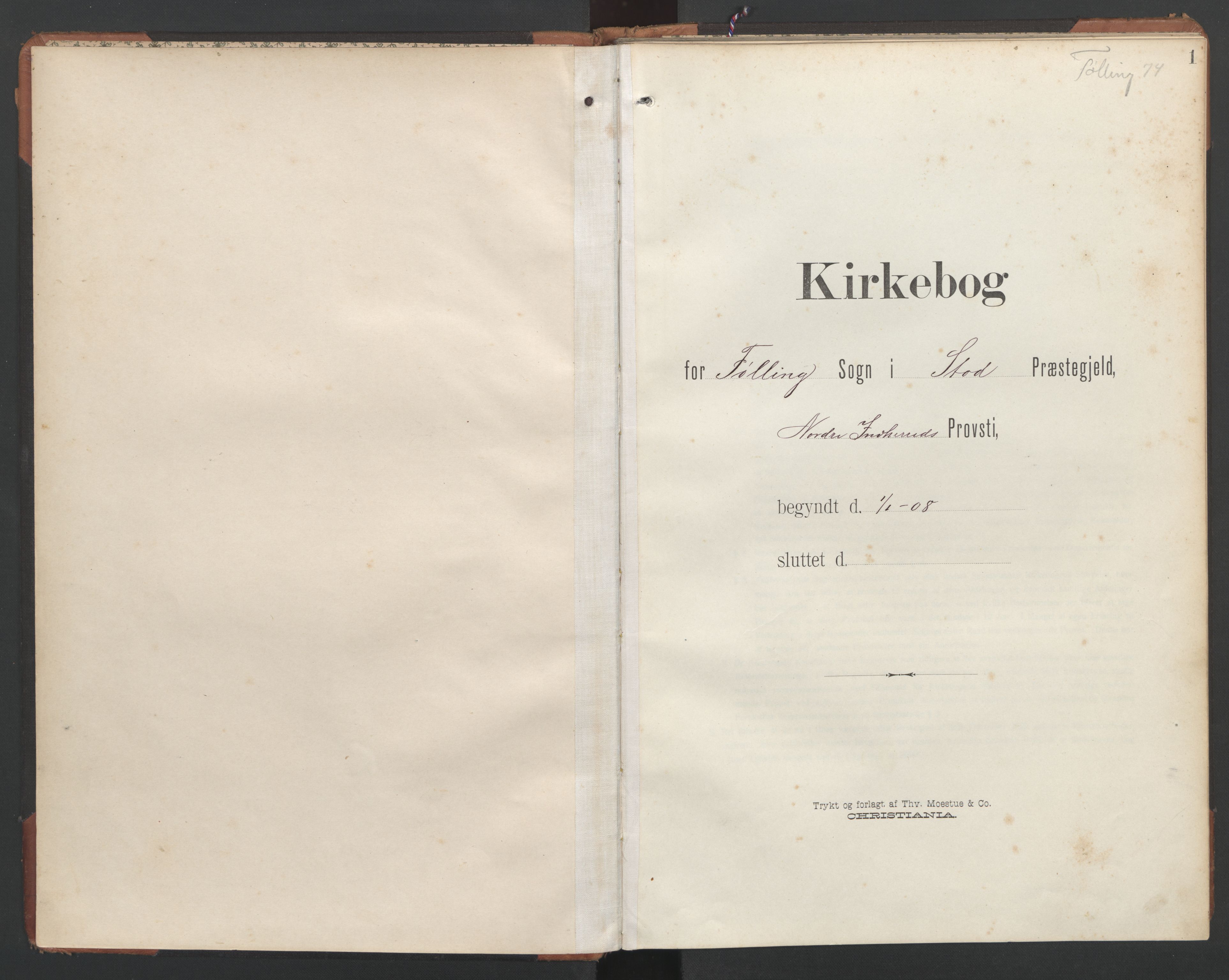 Ministerialprotokoller, klokkerbøker og fødselsregistre - Nord-Trøndelag, AV/SAT-A-1458/748/L0465: Parish register (copy) no. 748C01, 1908-1960, p. 1