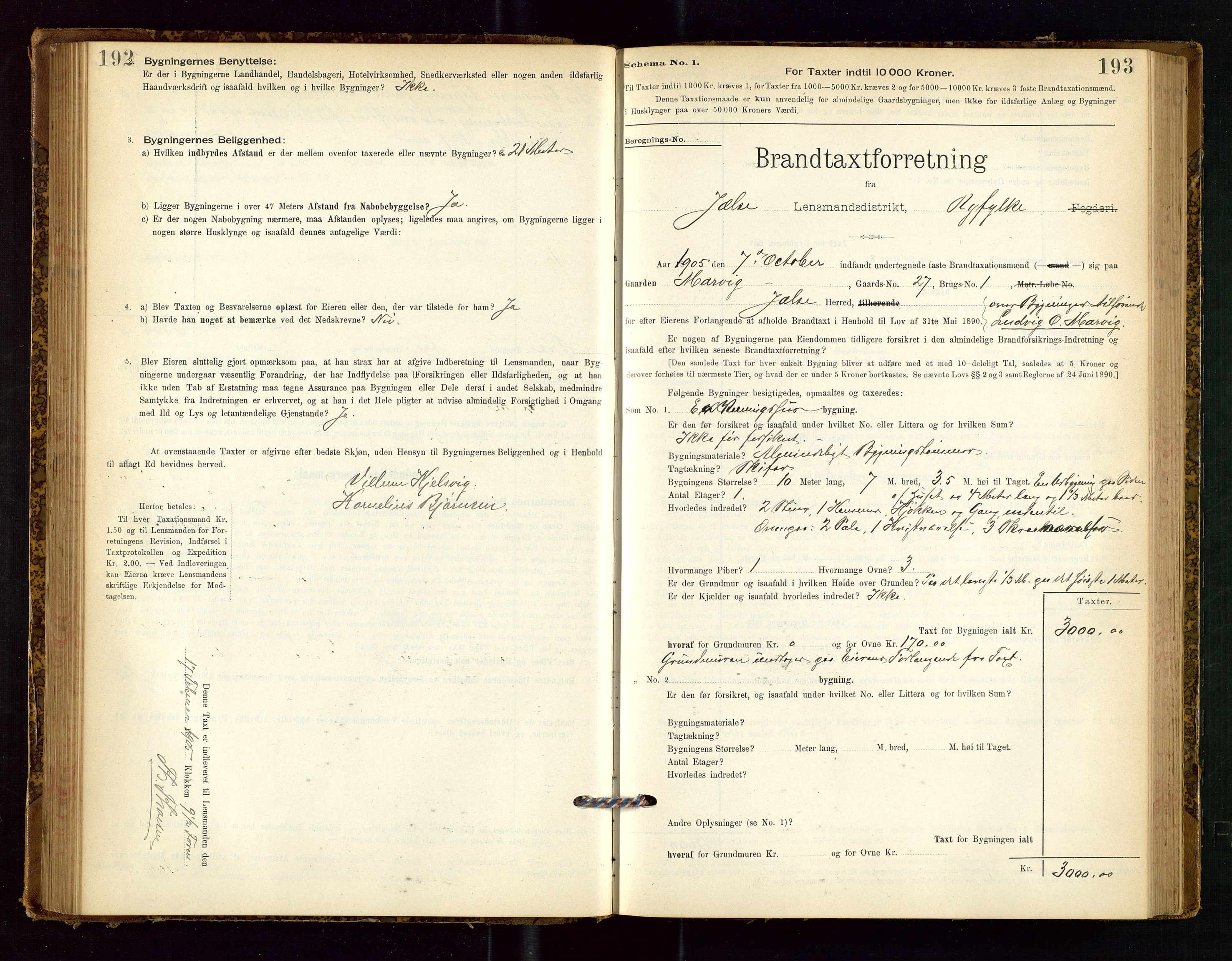 Jelsa lensmannskontor, SAST/A-100360/Gob/L0001: "Brandtaxationsprotocol", 1895-1918, p. 192-193