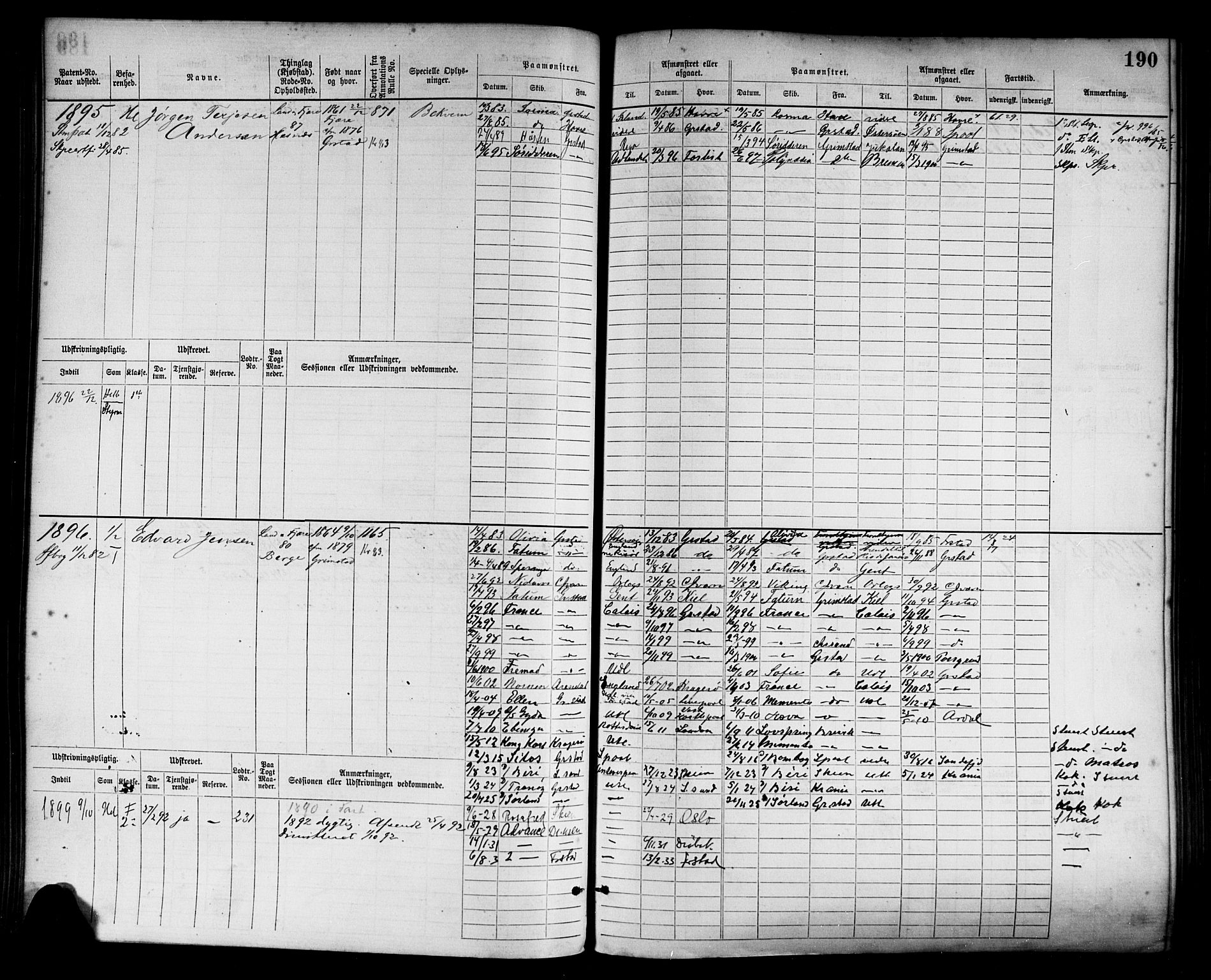 Grimstad mønstringskrets, AV/SAK-2031-0013/F/Fb/L0003: Hovedrulle nr 1517-2276, F-6, 1877-1888, p. 198