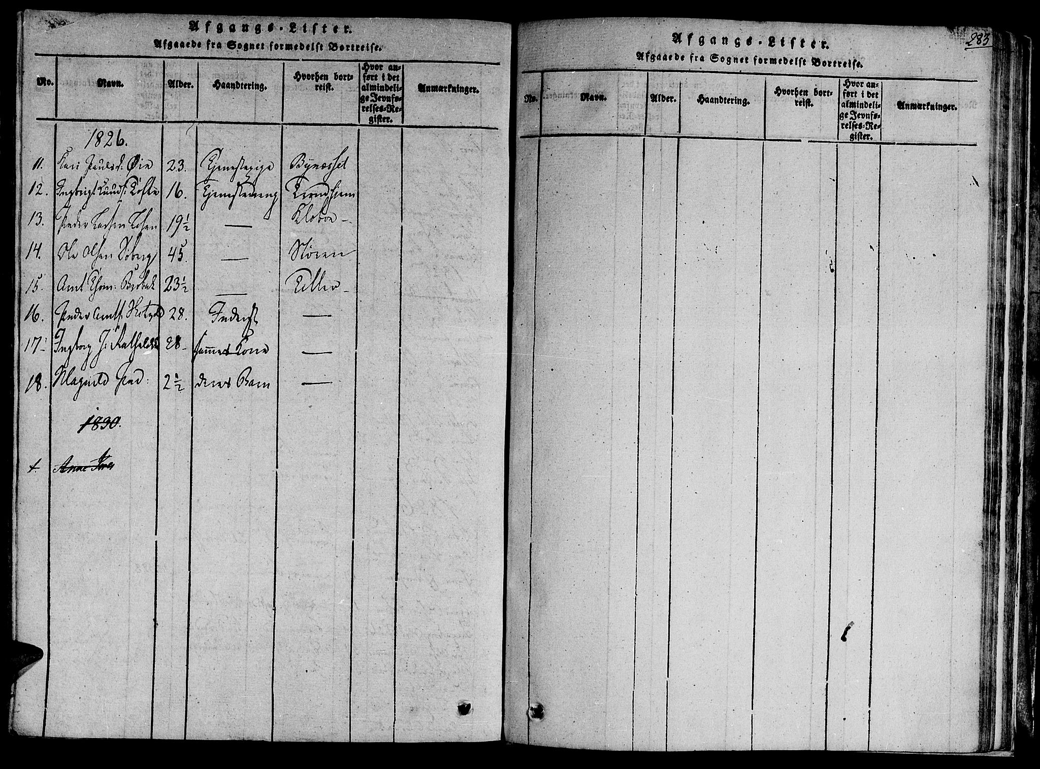 Ministerialprotokoller, klokkerbøker og fødselsregistre - Sør-Trøndelag, SAT/A-1456/691/L1065: Parish register (official) no. 691A03 /1, 1816-1826, p. 283