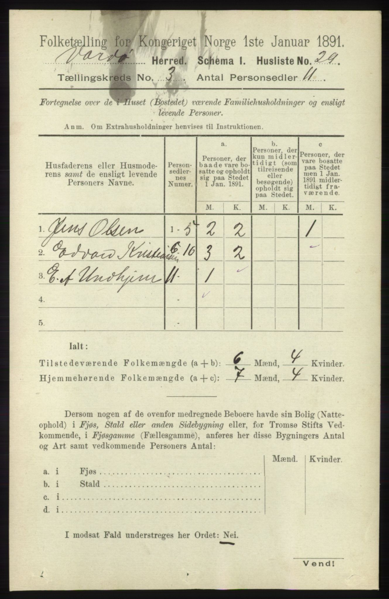 RA, 1891 census for 2028 Vardø, 1891, p. 809