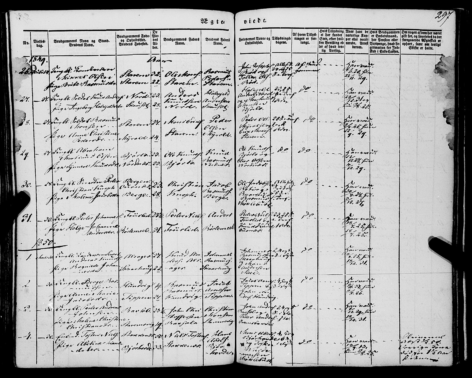 Eid sokneprestembete, SAB/A-82301/H/Haa/Haaa/L0007: Parish register (official) no. A 7, 1844-1858, p. 297