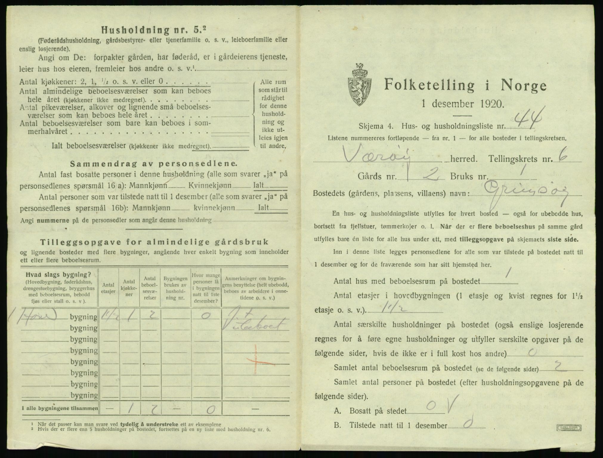 SAT, 1920 census for Værøy, 1920, p. 677