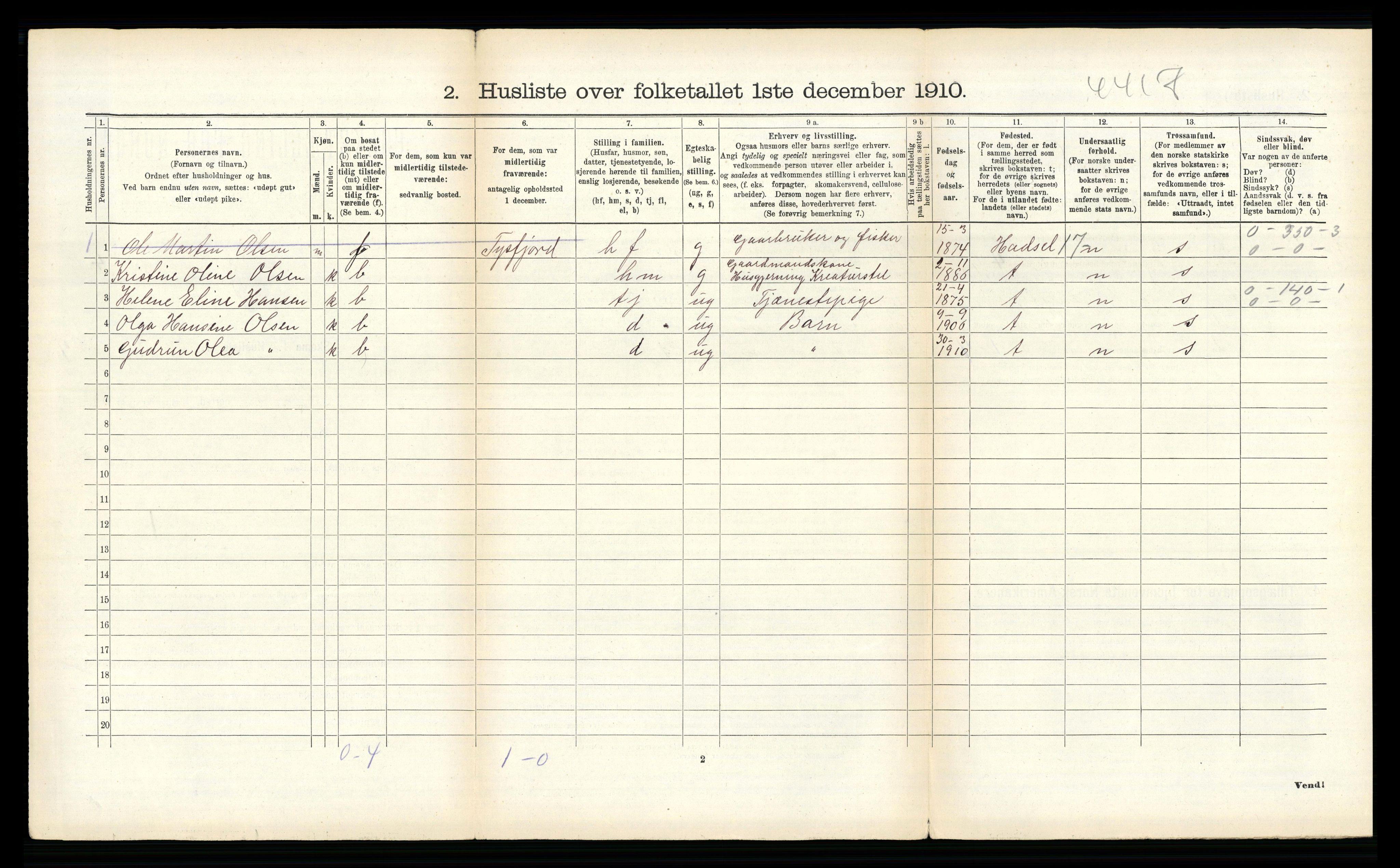 RA, 1910 census for Bø, 1910, p. 758