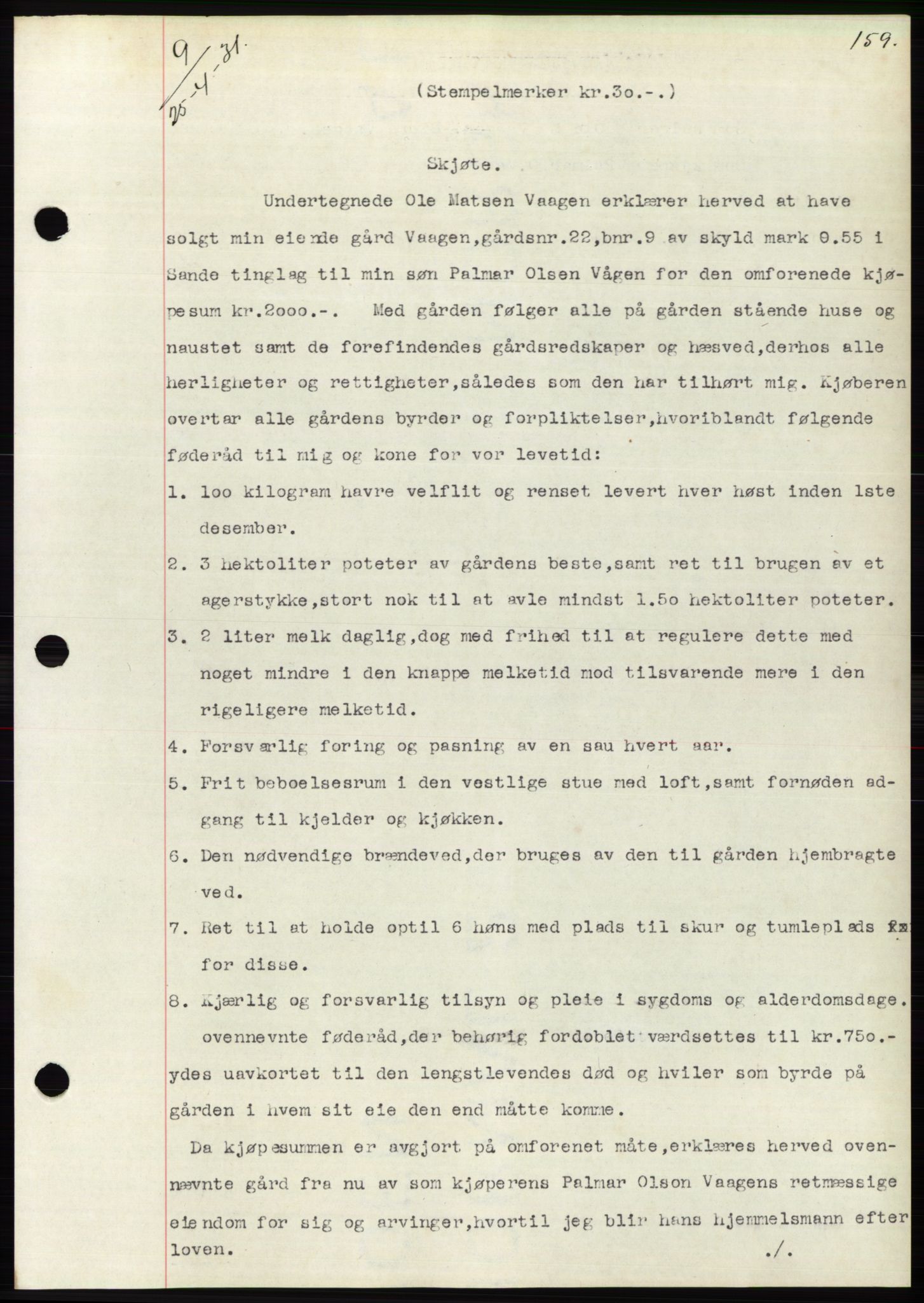 Søre Sunnmøre sorenskriveri, AV/SAT-A-4122/1/2/2C/L0052: Mortgage book no. 46, 1931-1931, Deed date: 25.04.1931