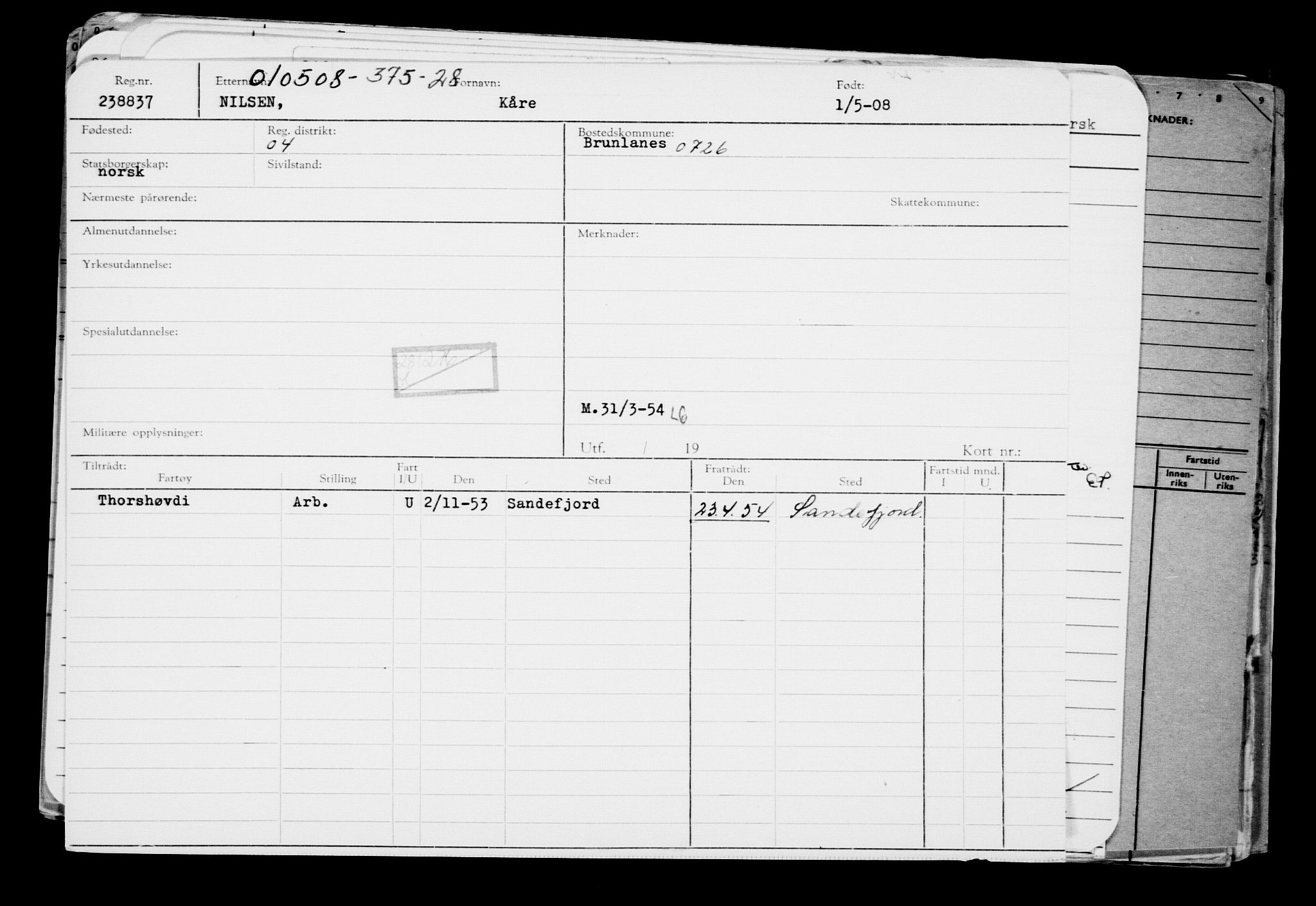 Direktoratet for sjømenn, AV/RA-S-3545/G/Gb/L0077: Hovedkort, 1908, p. 9